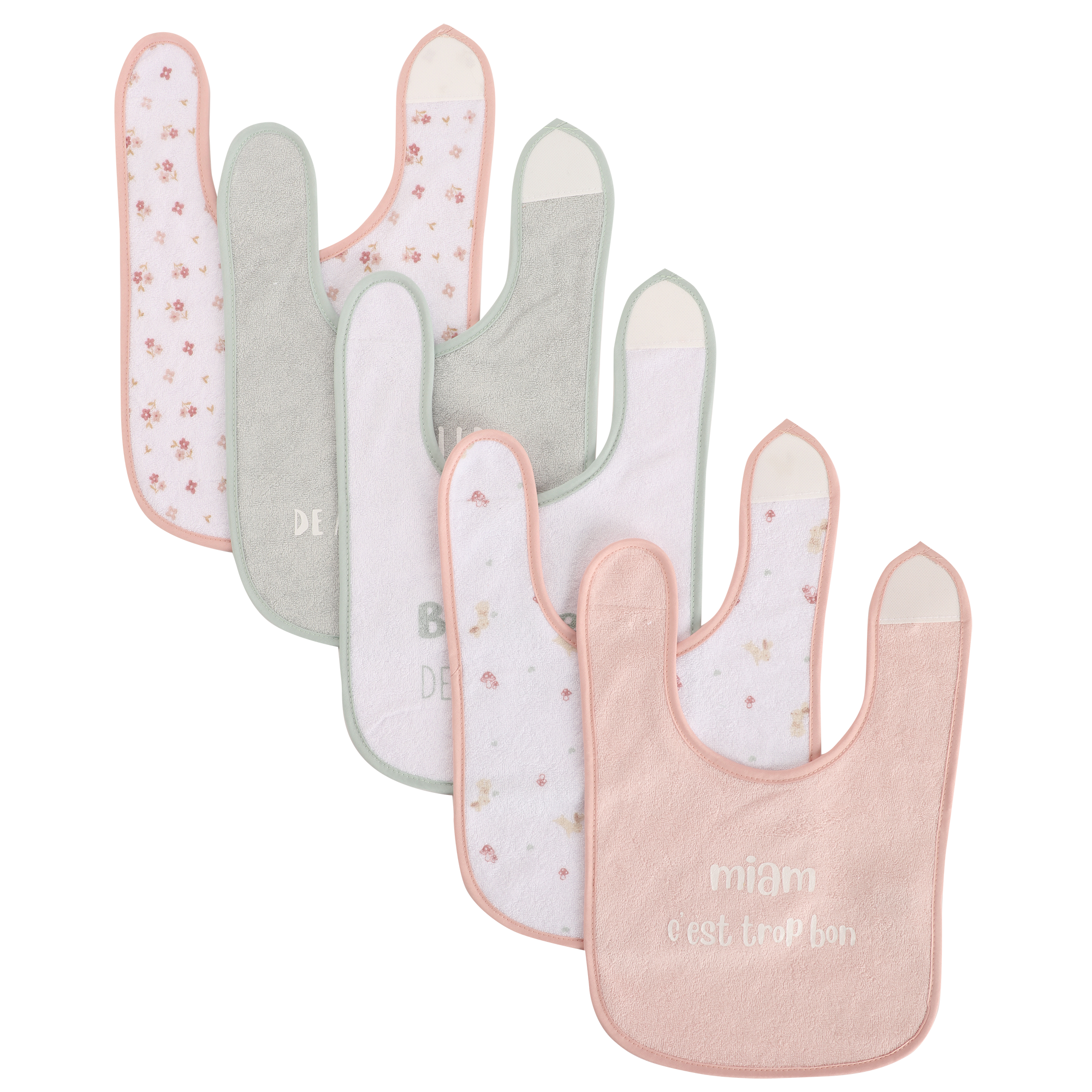 Lot de 5 bavoirs à scratch imprimés bébé