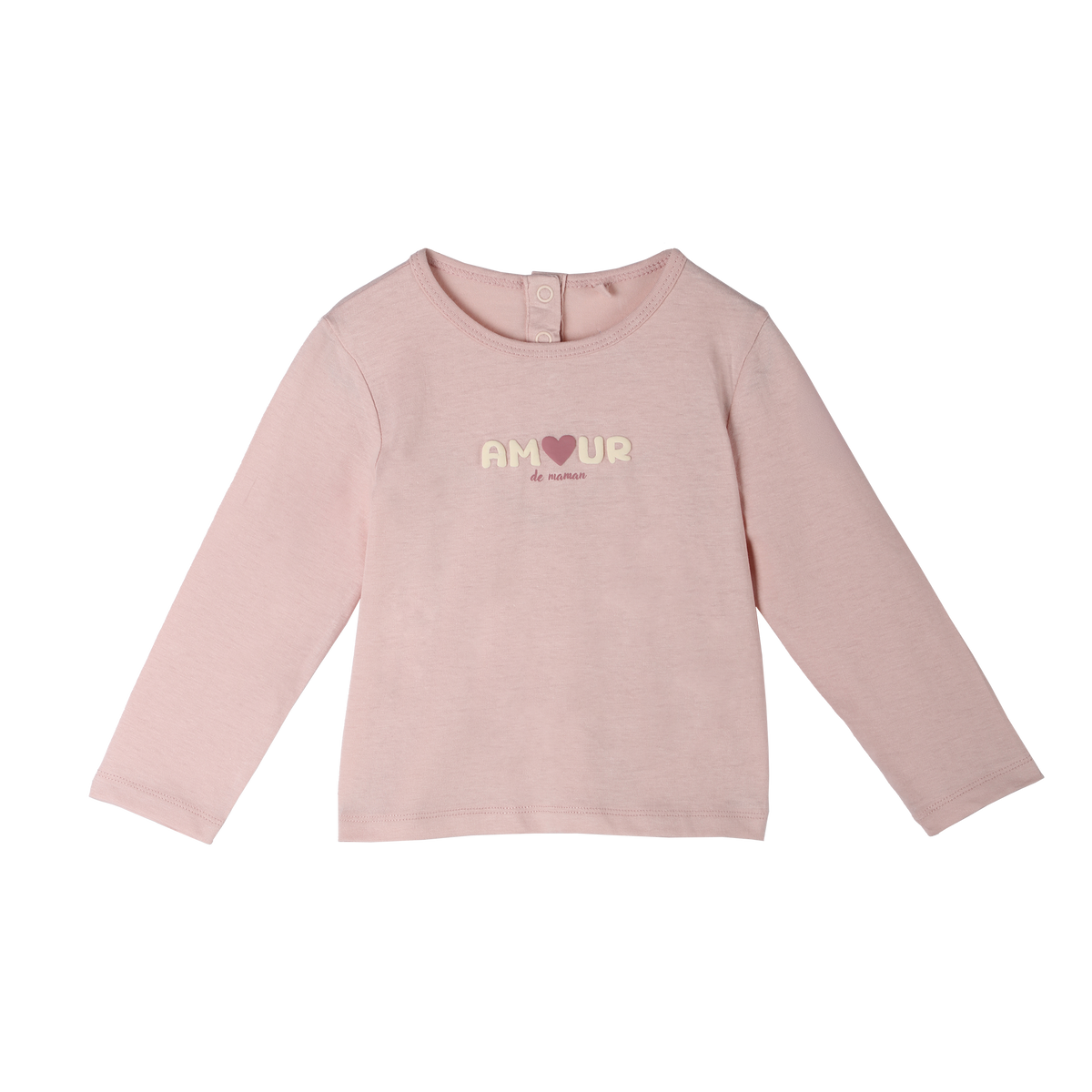 T-shirt manches longues bébé fille Mes Petits Cailloux – 3 à 36 mois - Rose
