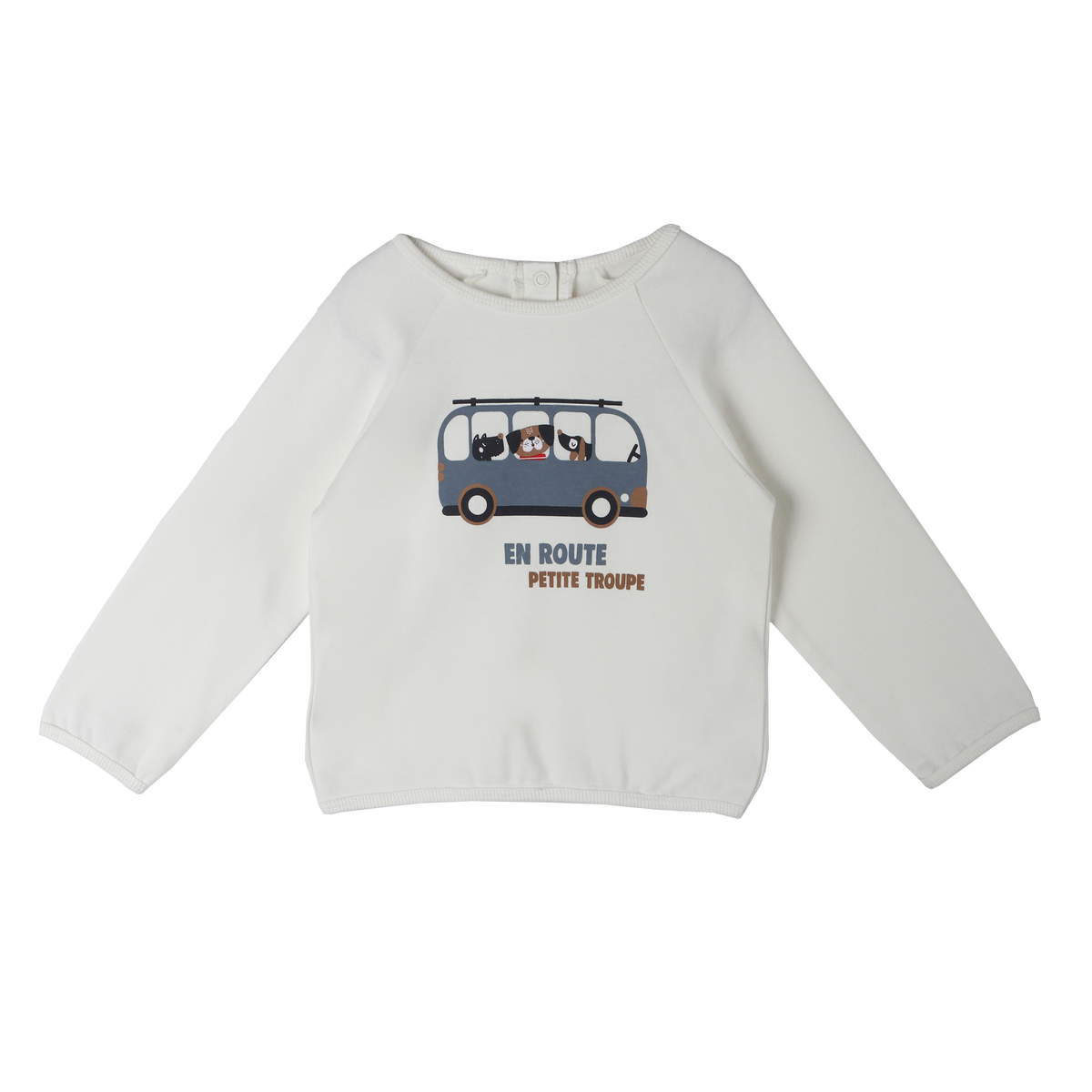 T-shirt manches longues bébé garçon Mes Petits Cailloux – 3 à 36 mois - Blanc