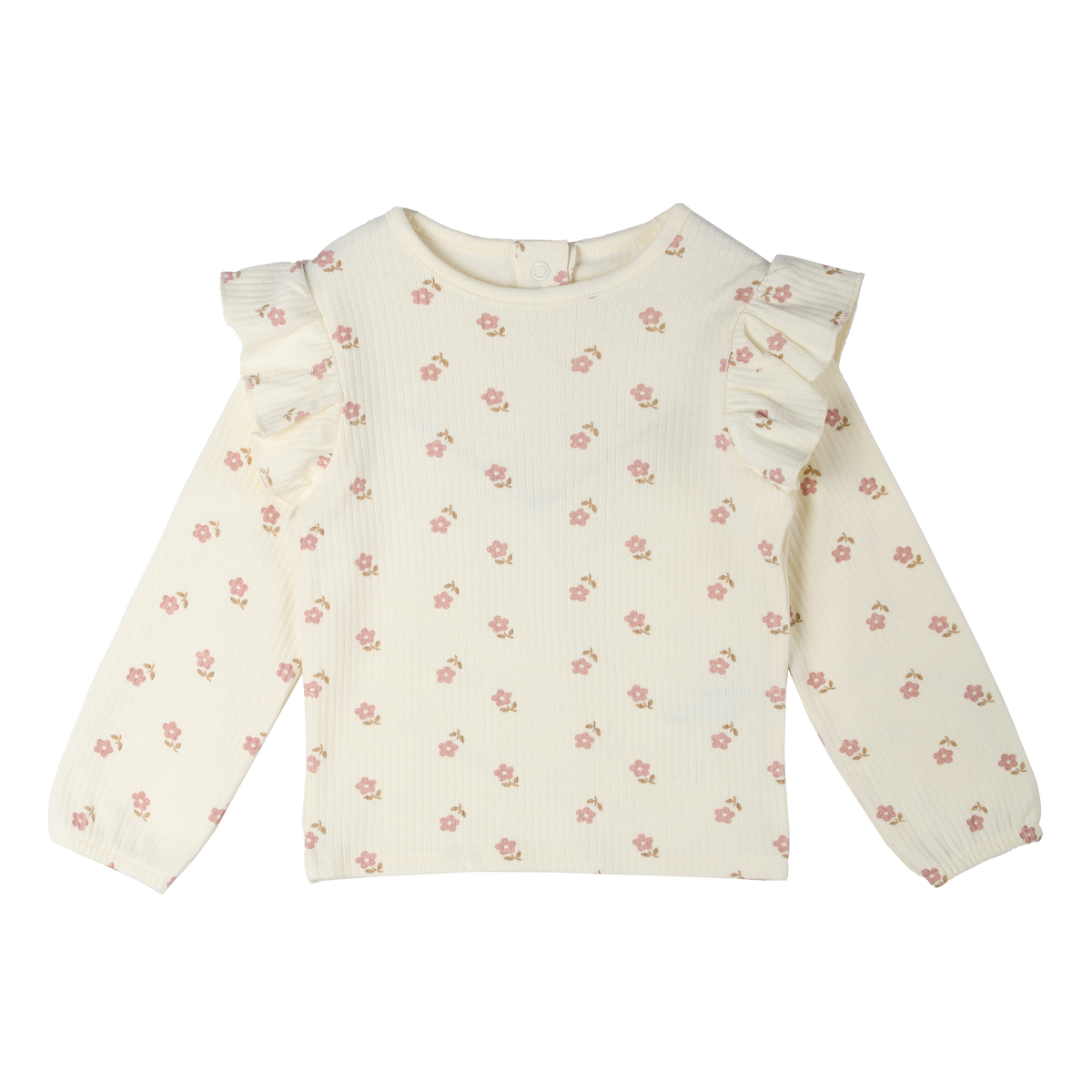 T-shirt à volants bébé fille Mes Petits Cailloux – 3 à 36 mois - Blanc