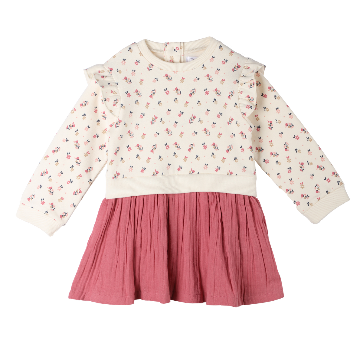 Robe 2-en-1 bébé fille à volants Mes Petits Cailloux écrue – 3 à 36 mois