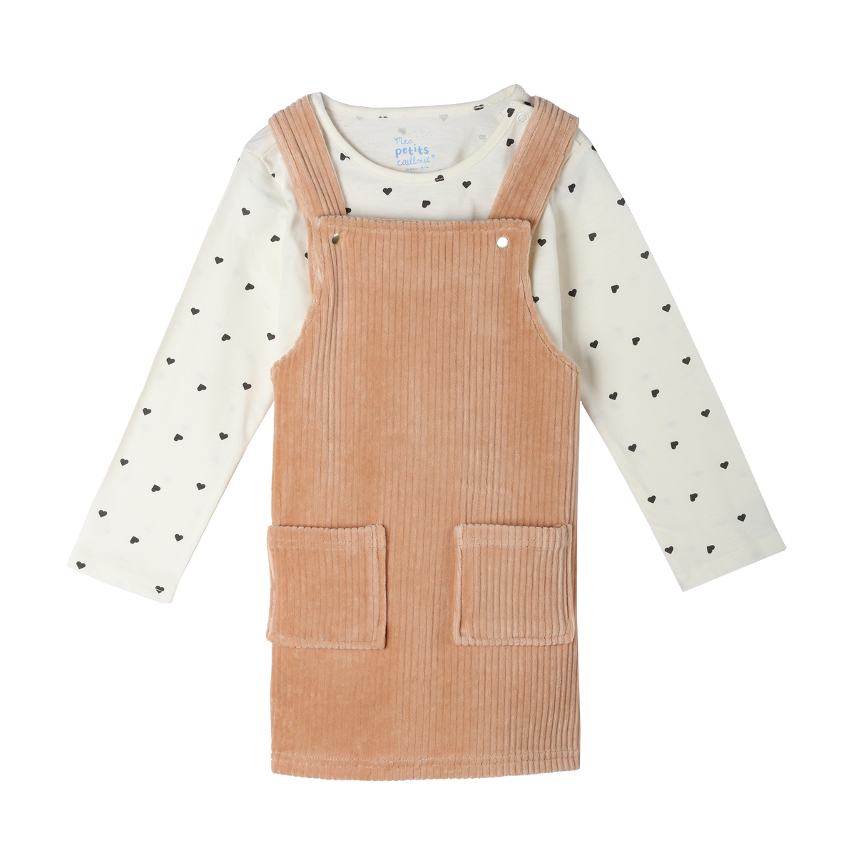 Ensemble bébé fille robe et T-shirt Mes Petits Cailloux – 3 à 36 mois - Beige