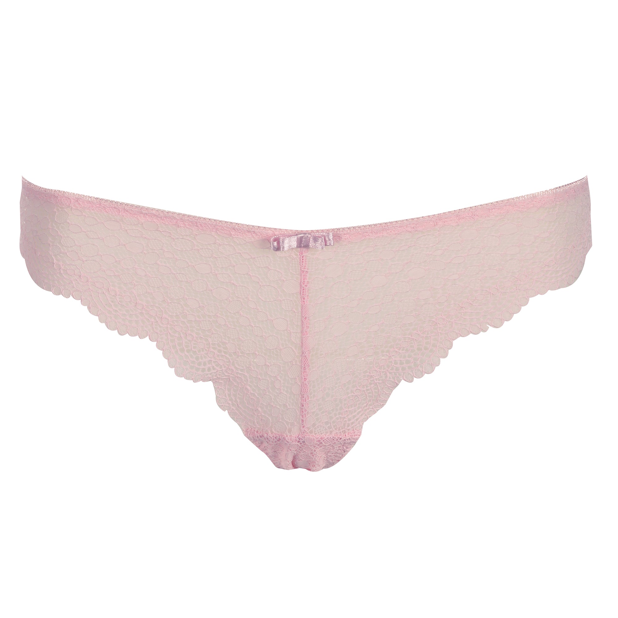 Tanga en dentelle rose