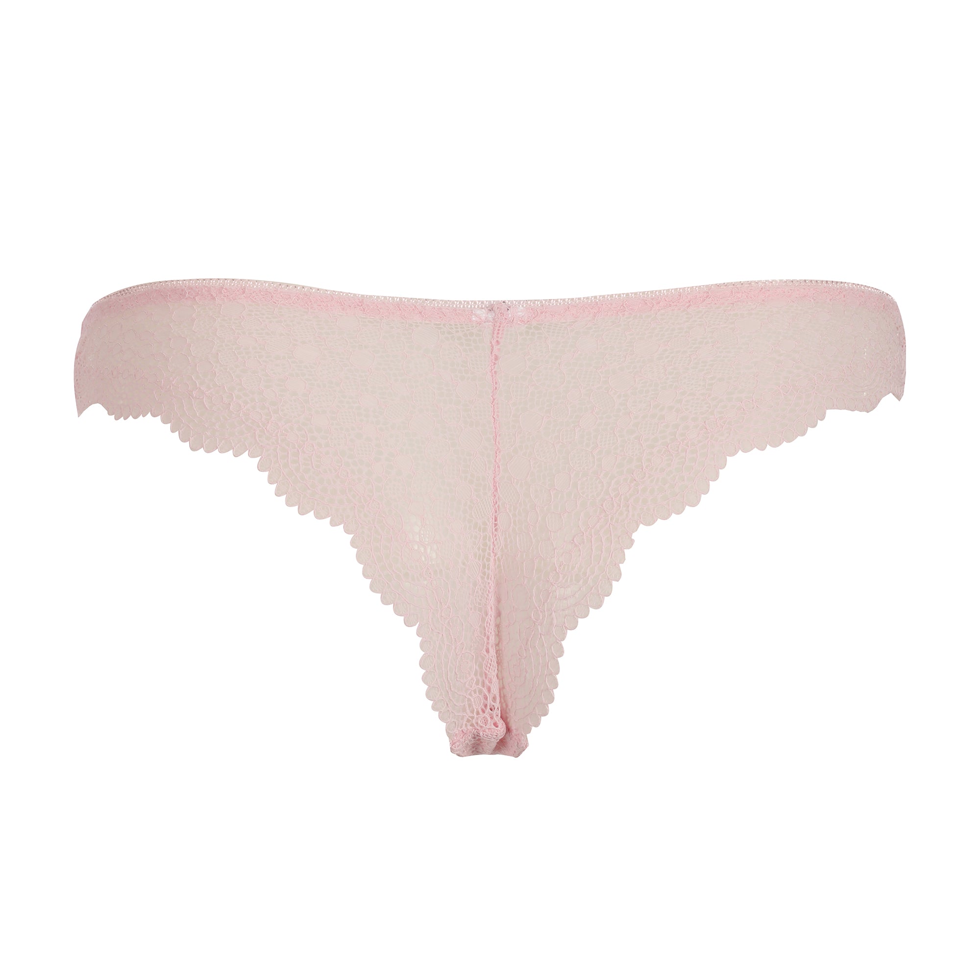 Tanga en dentelle rose