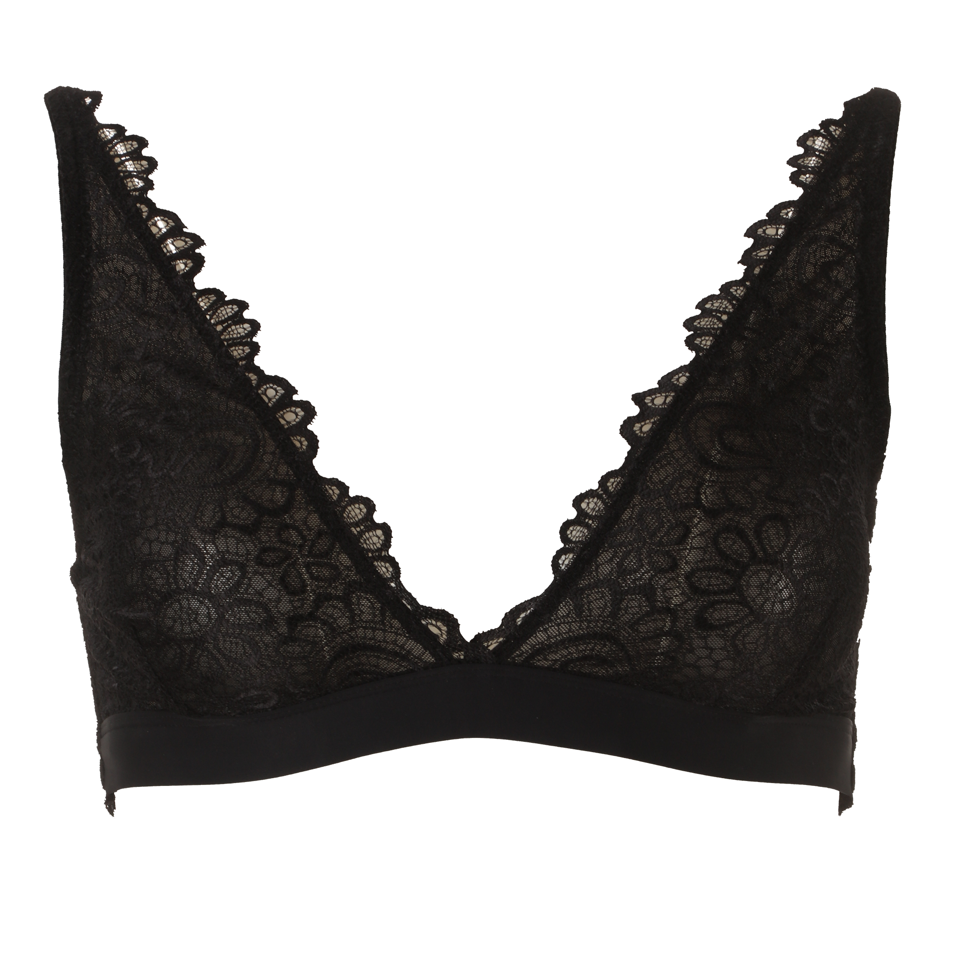Soutien gorge triangle en dentelle noir - Noir