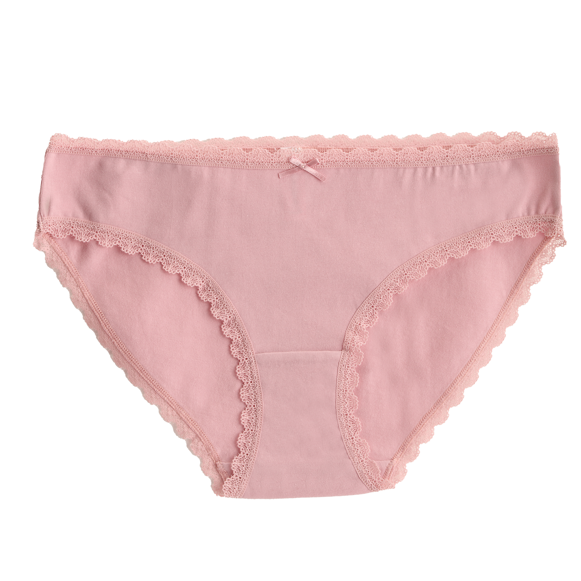 3 SLIPS UNIS ET CHINE + DENTELLE - Rose
