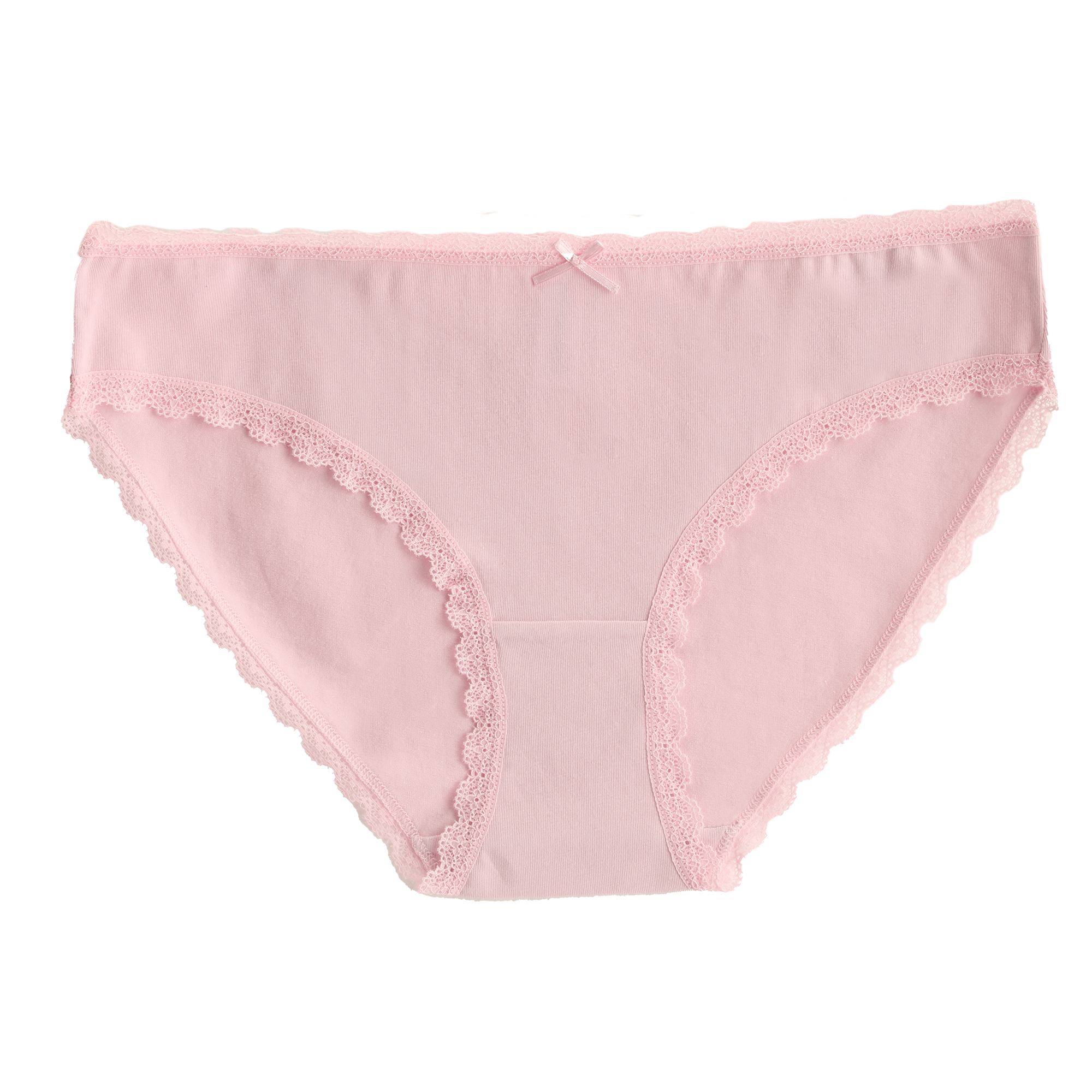 3 SLIPS UNIS ET CHINE + DENTELLE - Rose