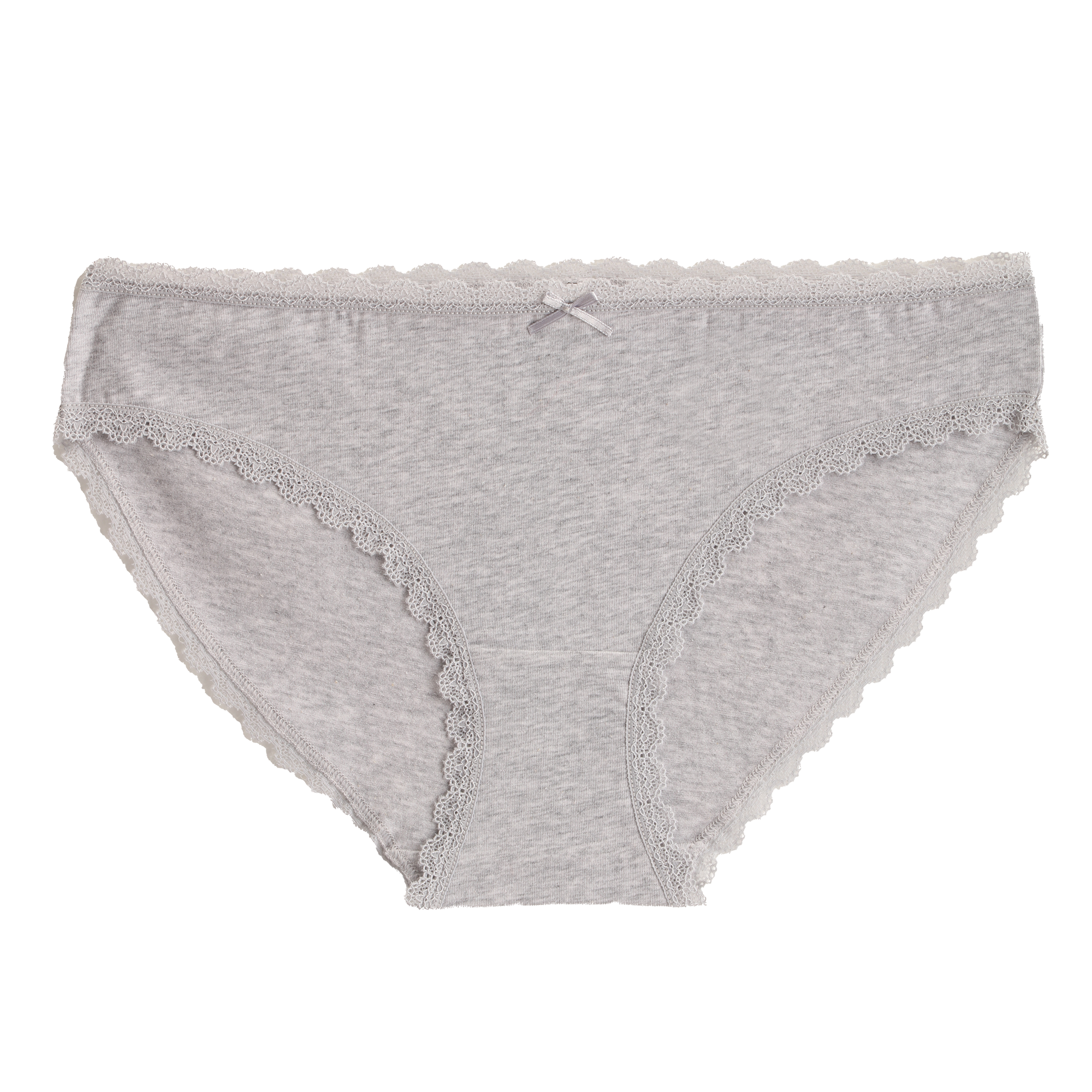 3 SLIPS UNIS ET CHINE + DENTELLE - Gris clair