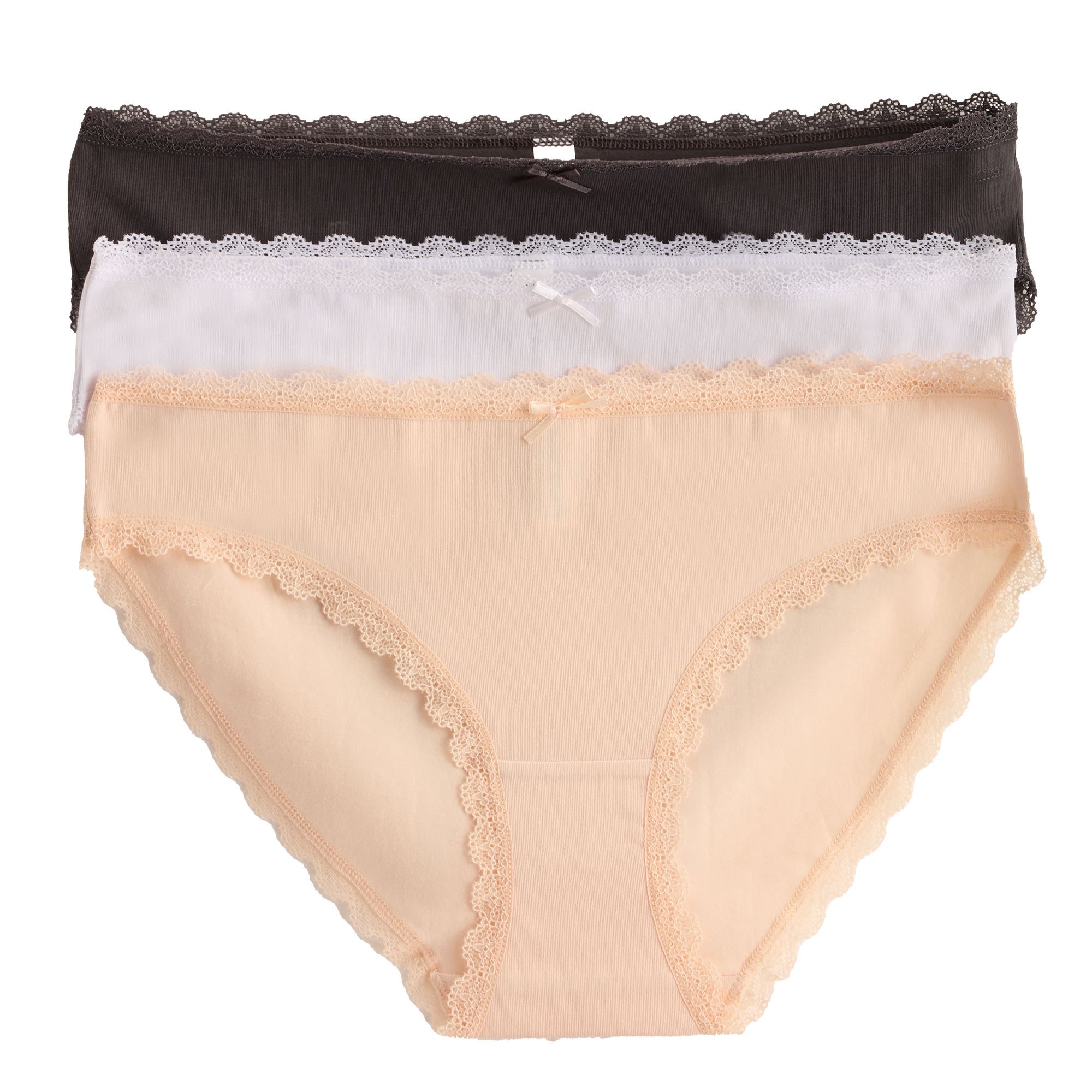 3 SLIPS UNIS ET CHINE + DENTELLE - Orange