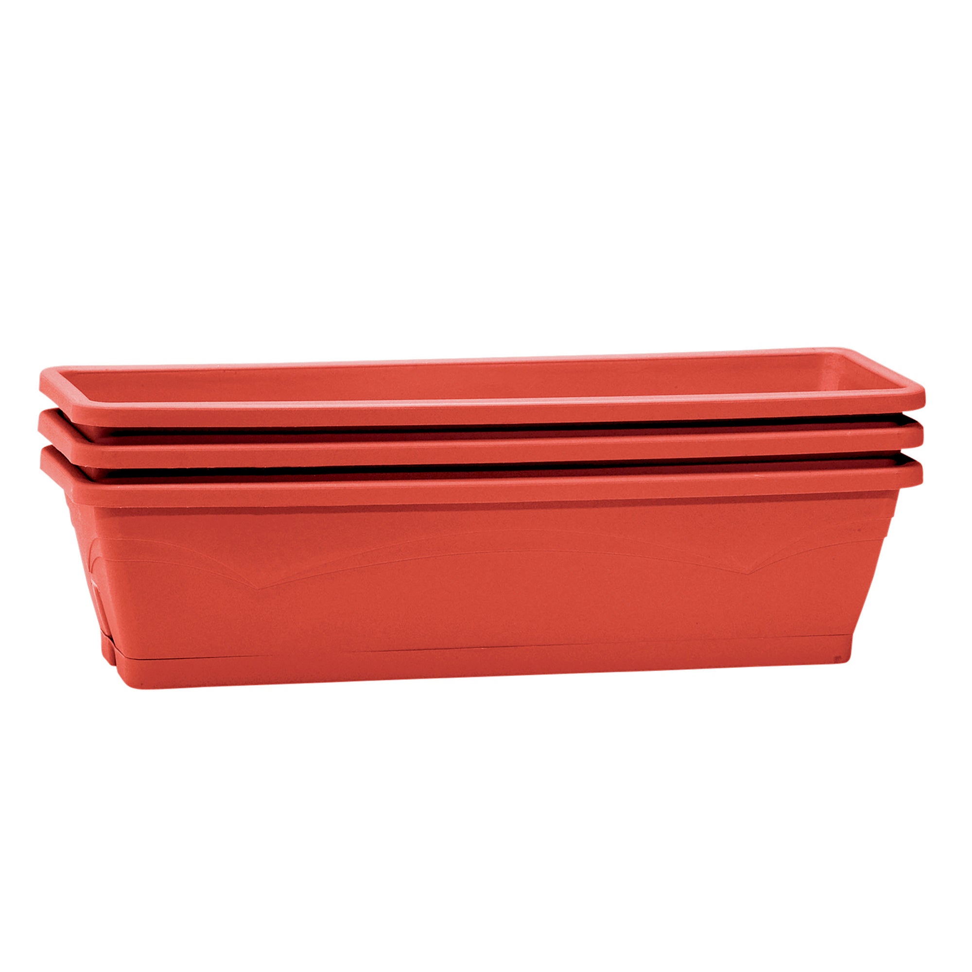 3 Jardinières avec soucoupe rouge