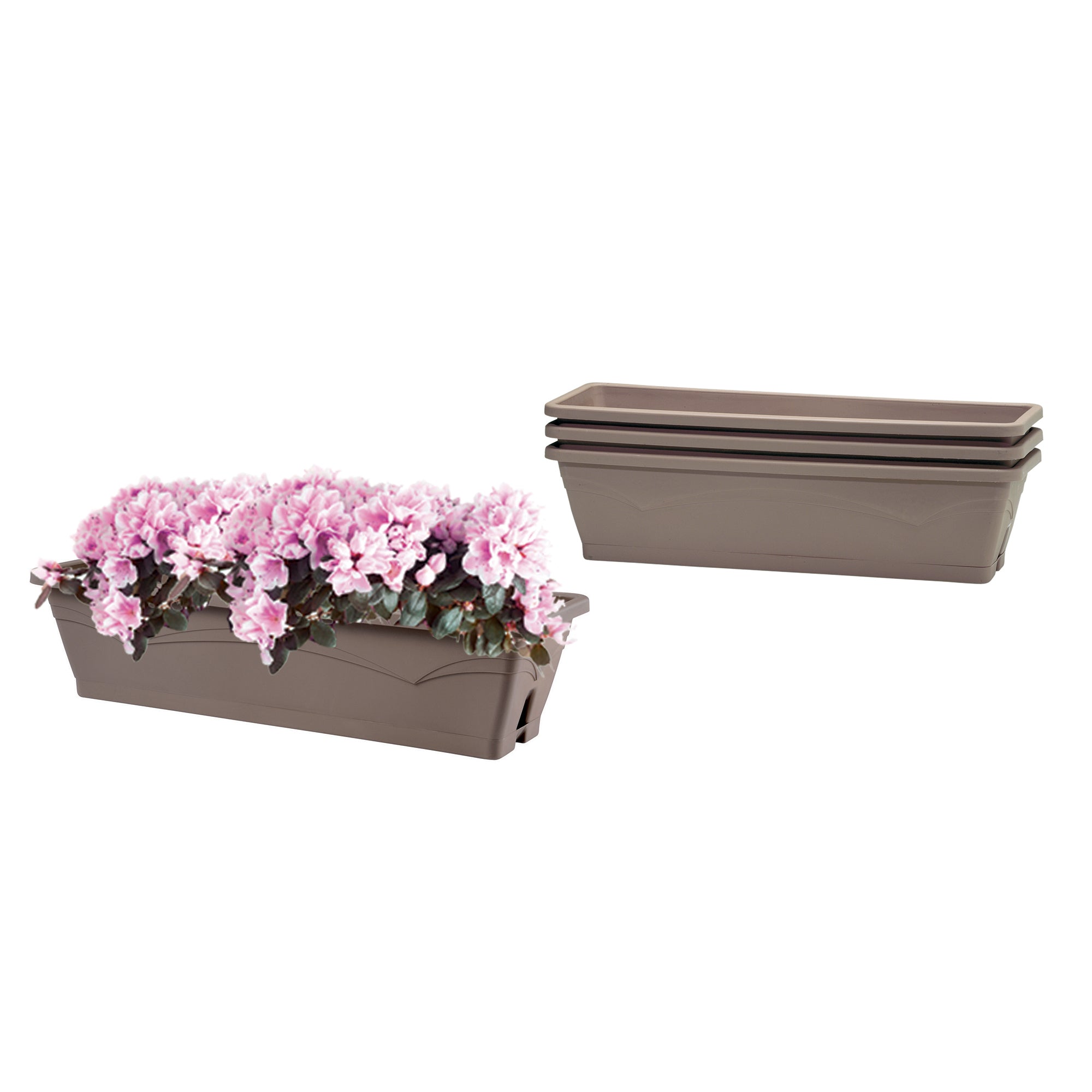 3 jardinières avec soucoupe taupes