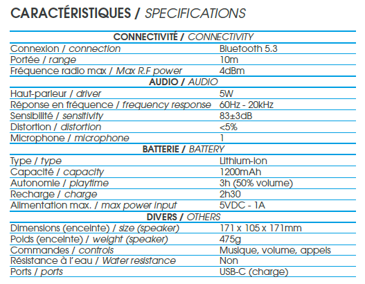 Enceinte sans fil Led Rainbow Disc