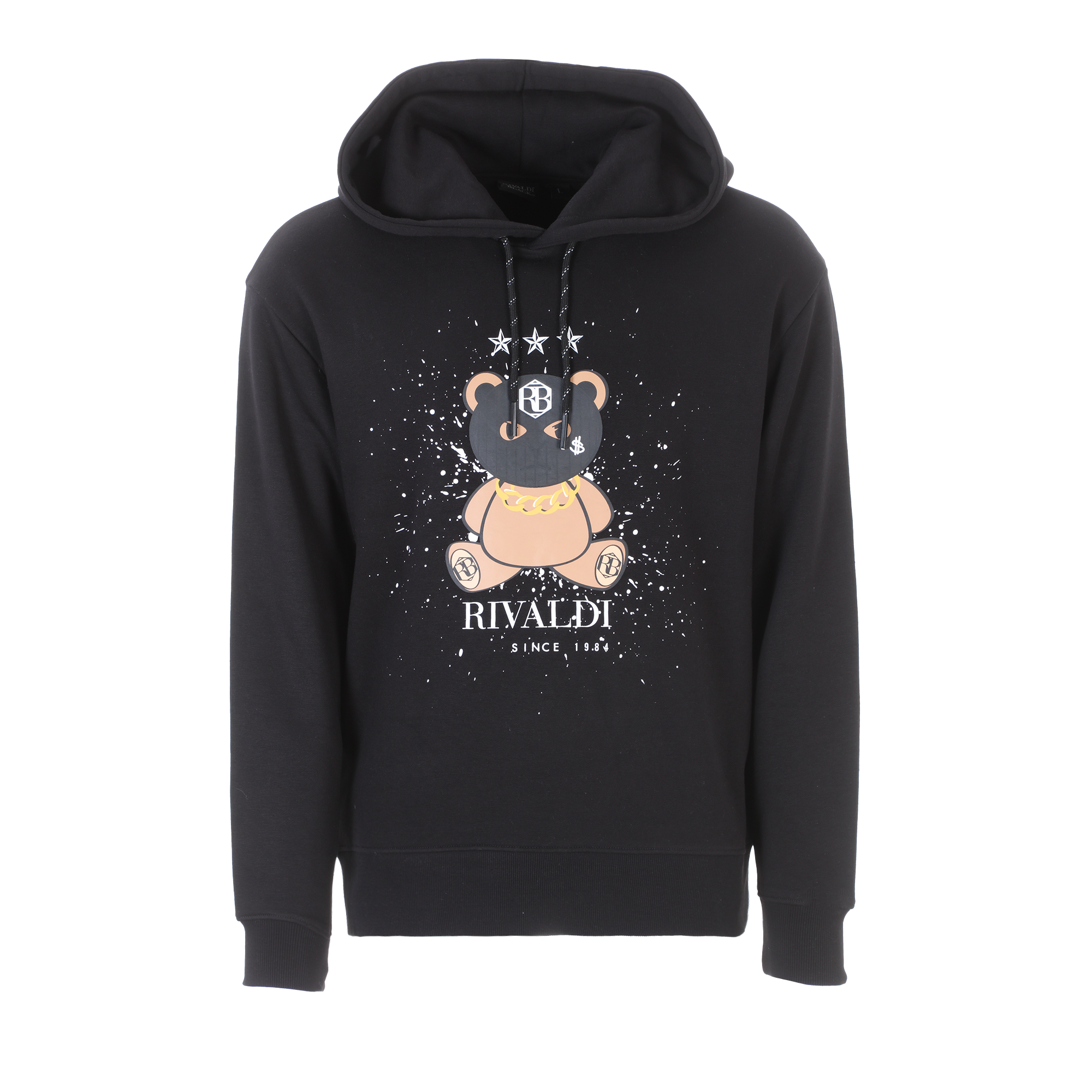 Sweat à capuche rond imprimé  - Noir