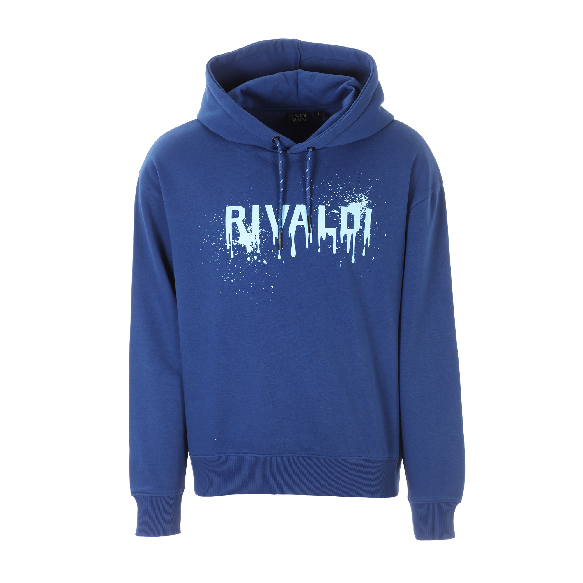 Sweat à capuche rond imprimé  - Bleu