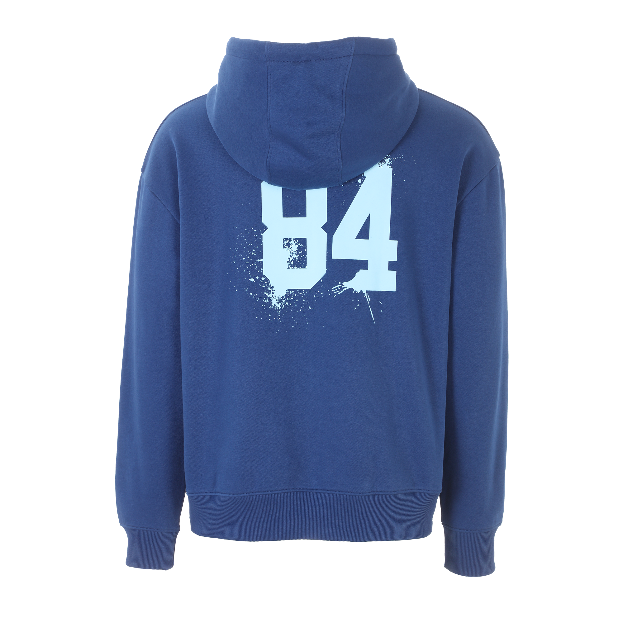 Sweat à capuche rond imprimé  - Bleu