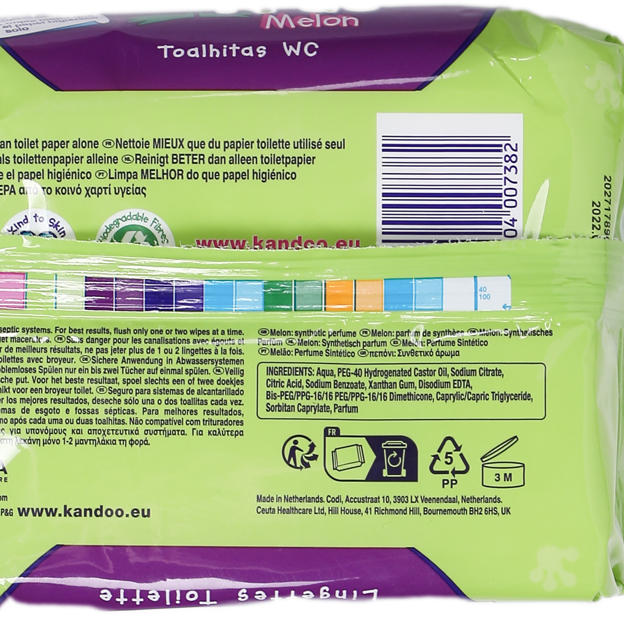 55 lingettes toilette pour bébé melon
