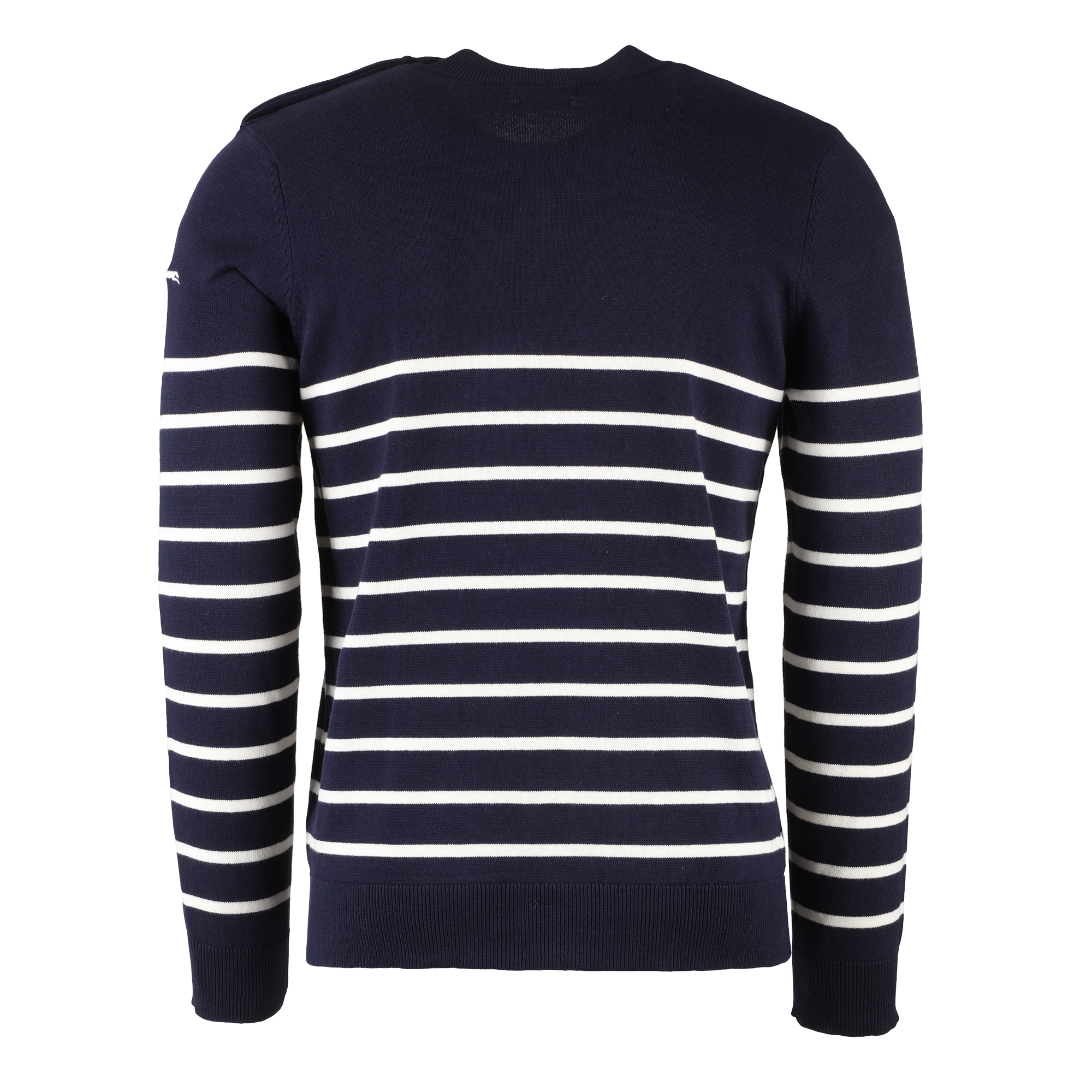 Pull col rond rayé  - Kaki