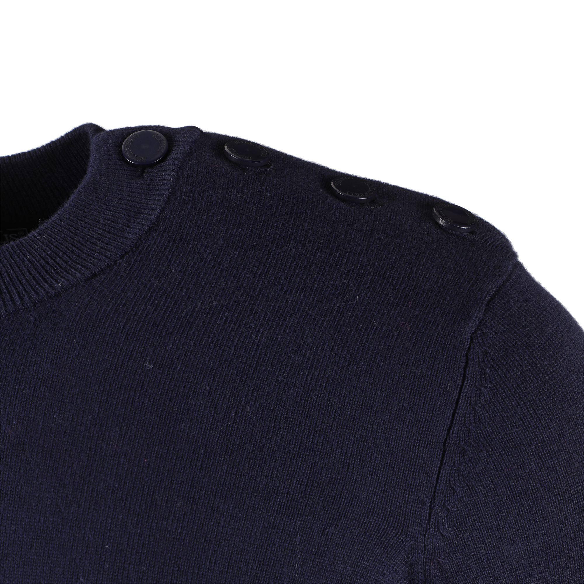 Pull col rond rayé  - Bleu foncé