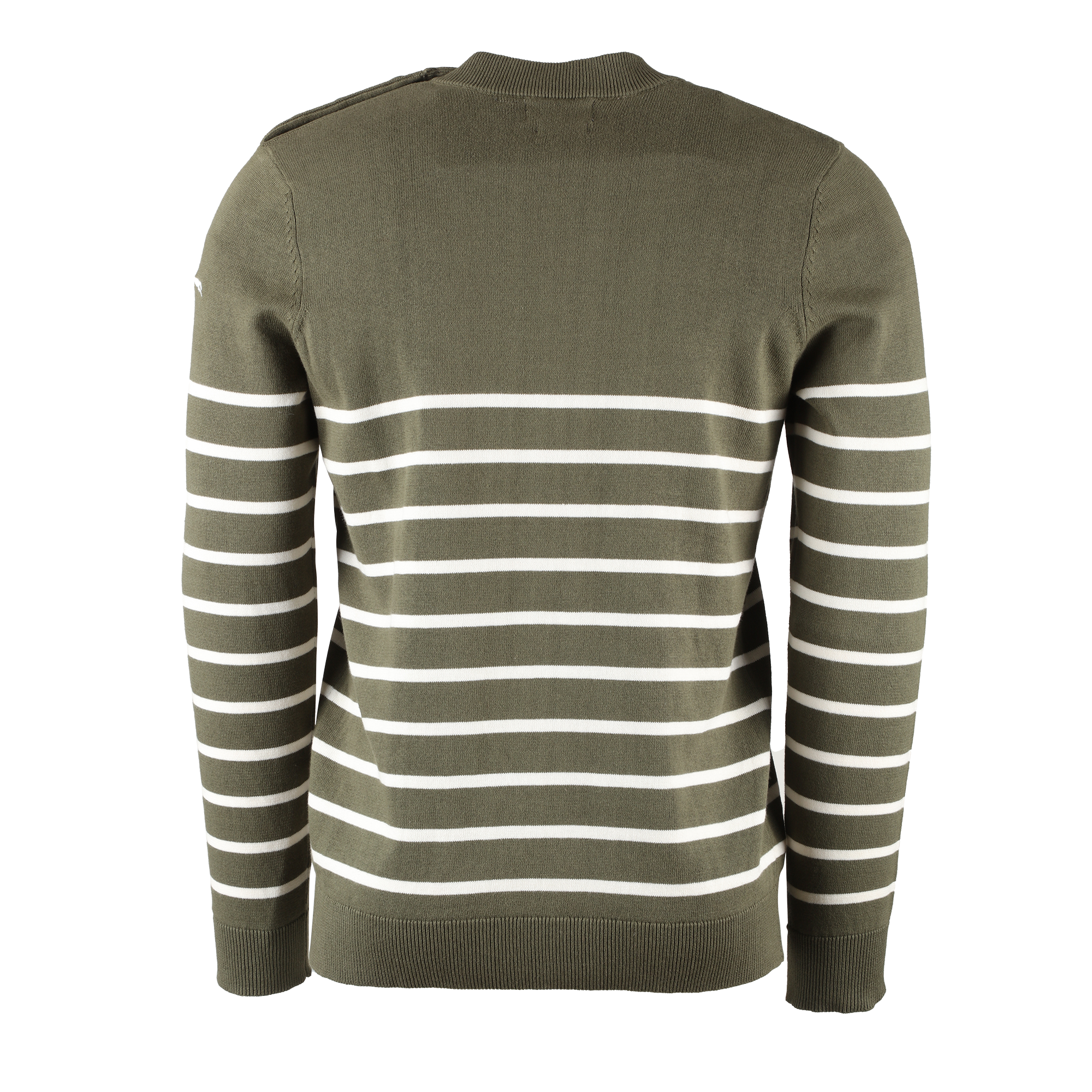 Pull col rond rayé  - Bleu foncé