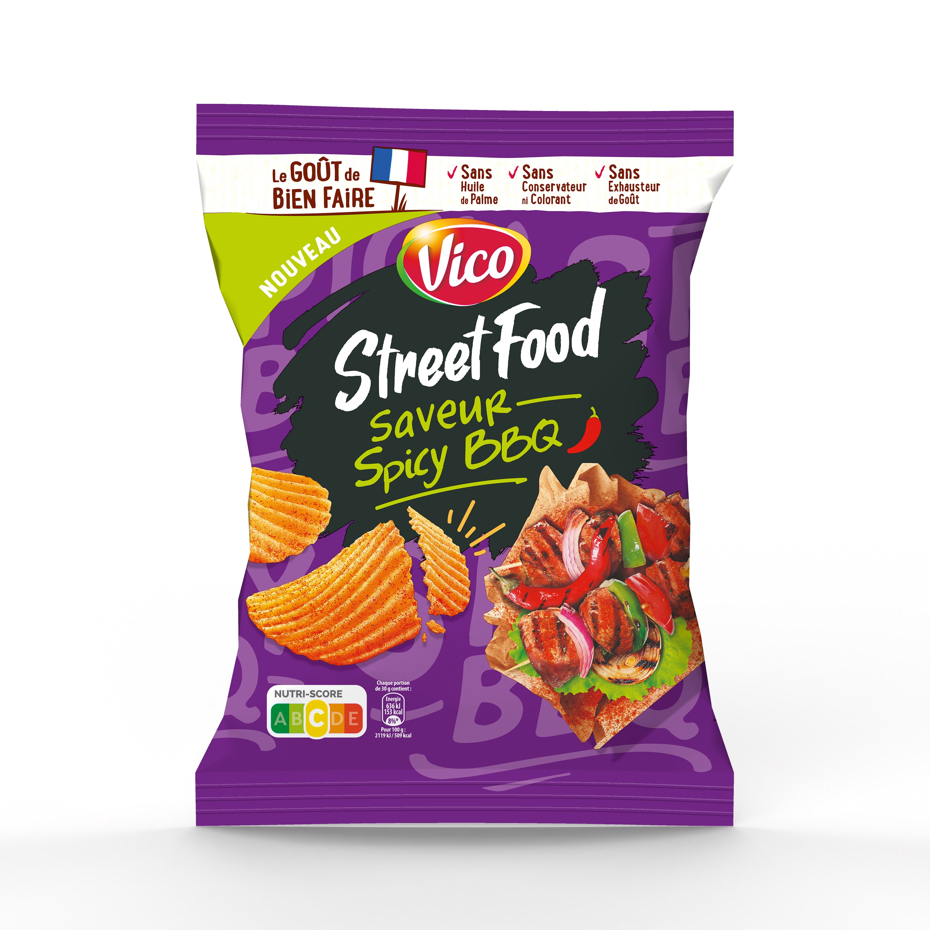 Chips street food saveur spicy bbq