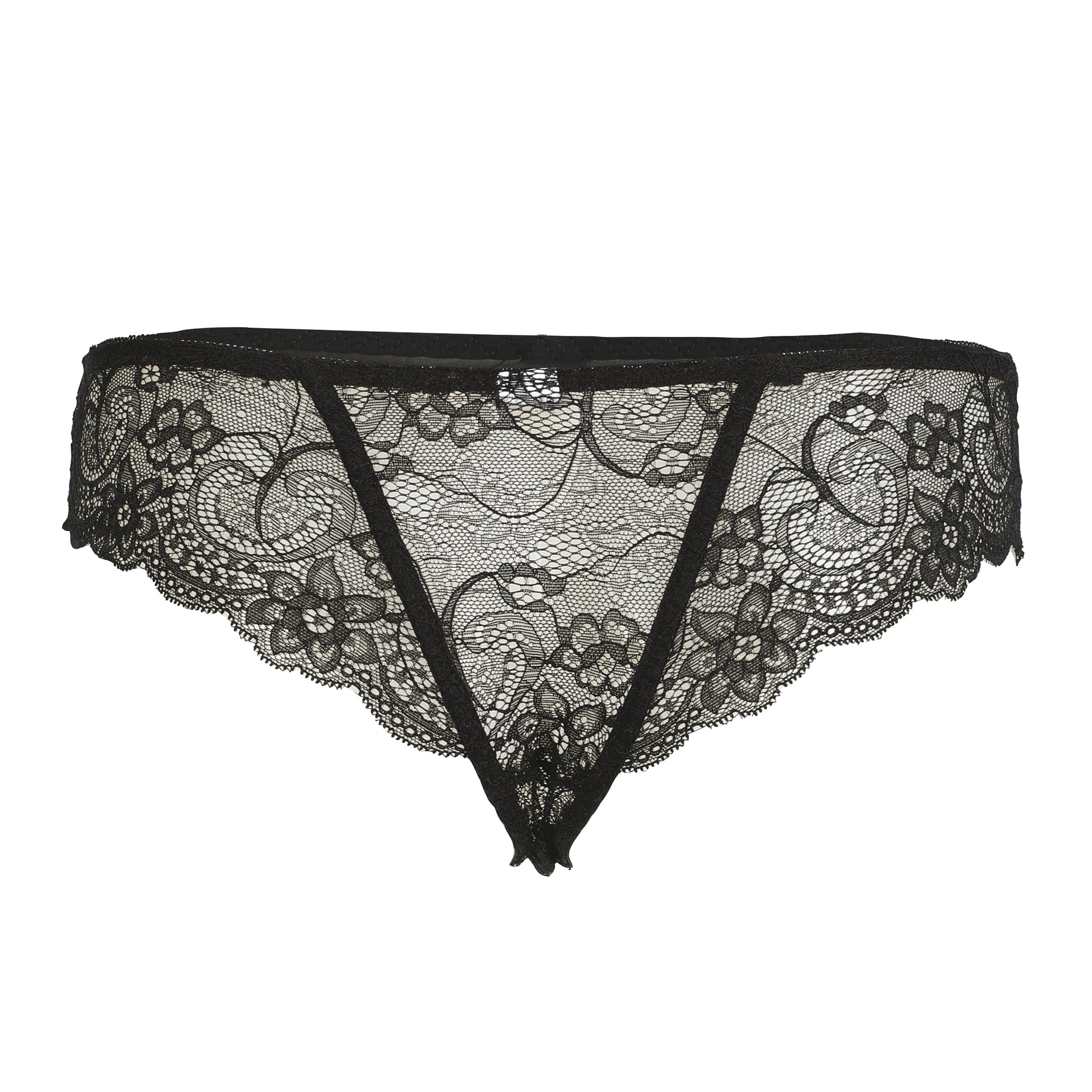 Tanga ou shorty rose poudré dentelle noire