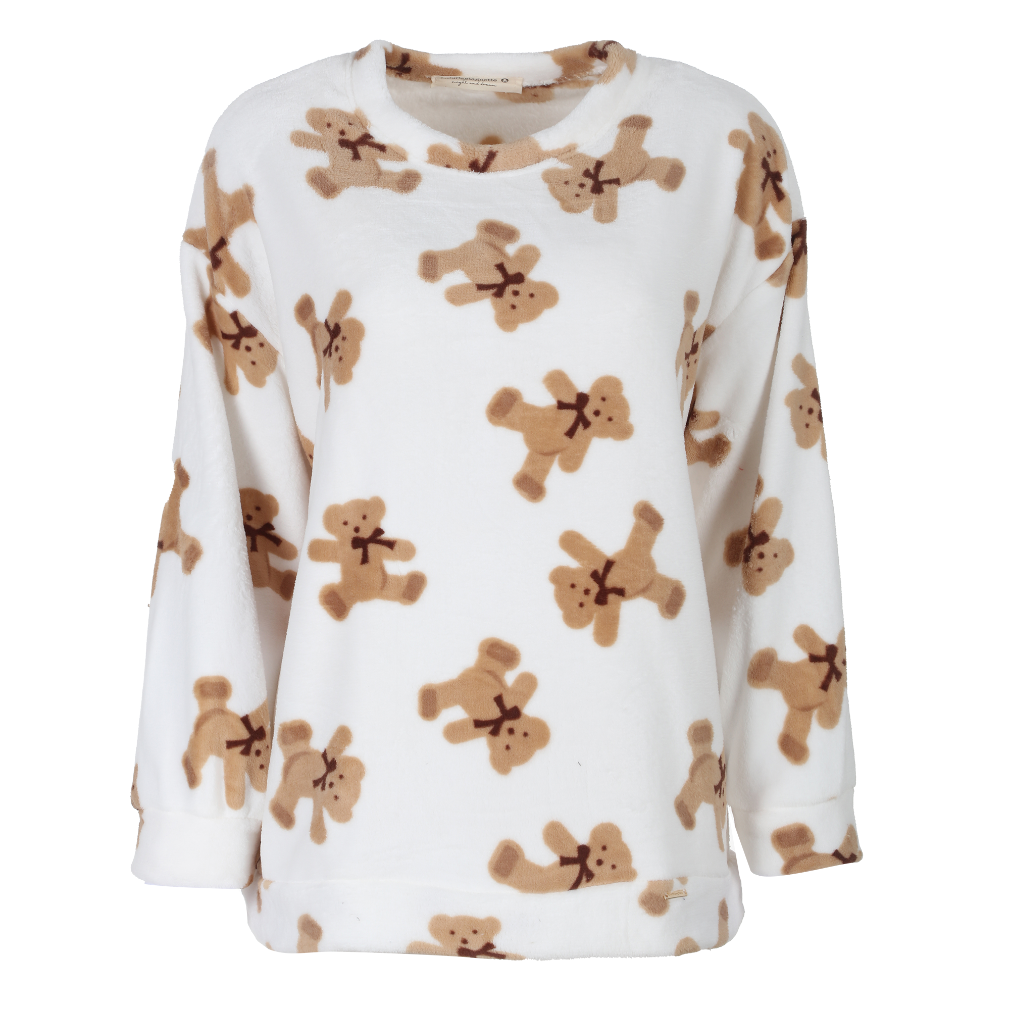 Pyjama long coral fleece - Beige