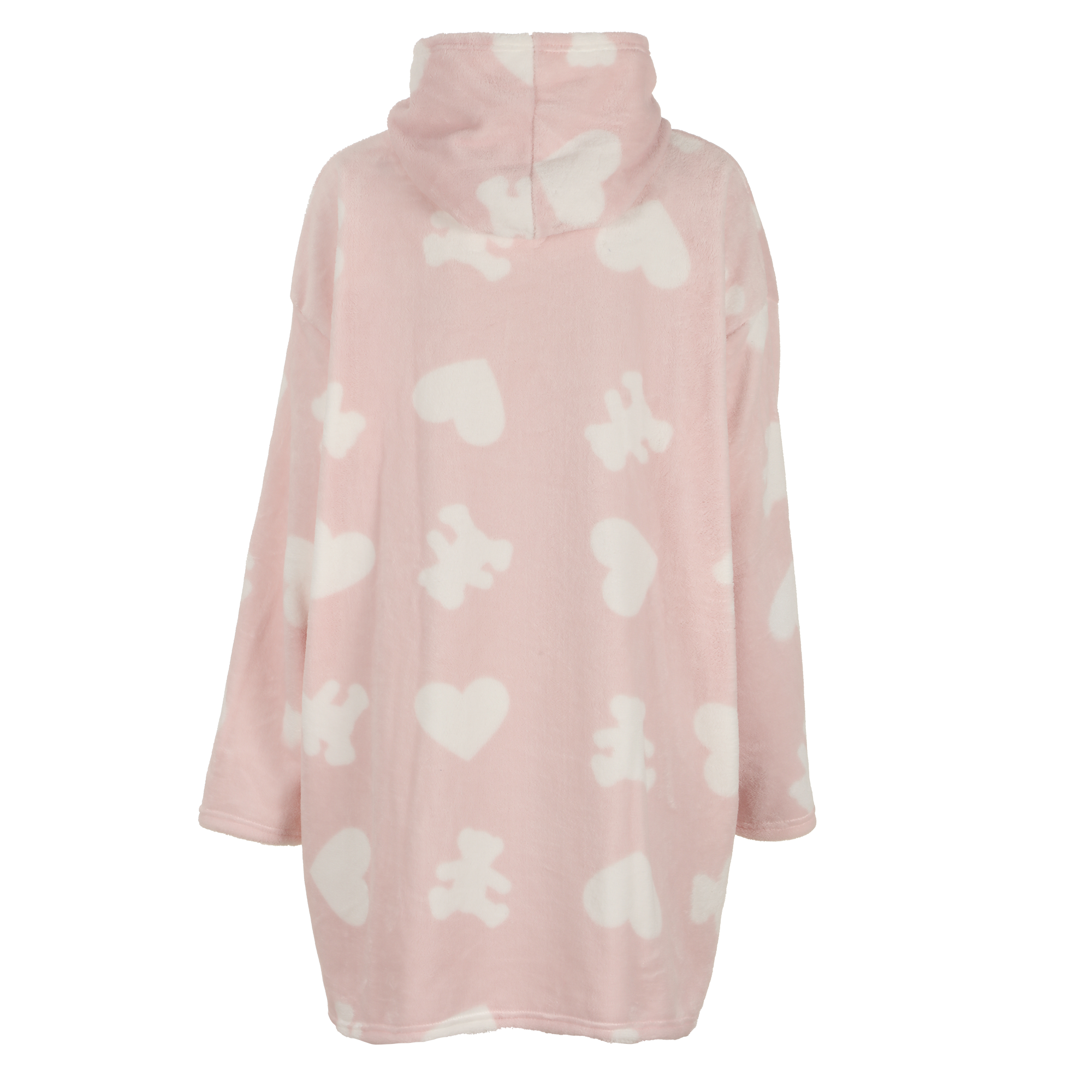 Poncho à capuche coral fleece - Rose