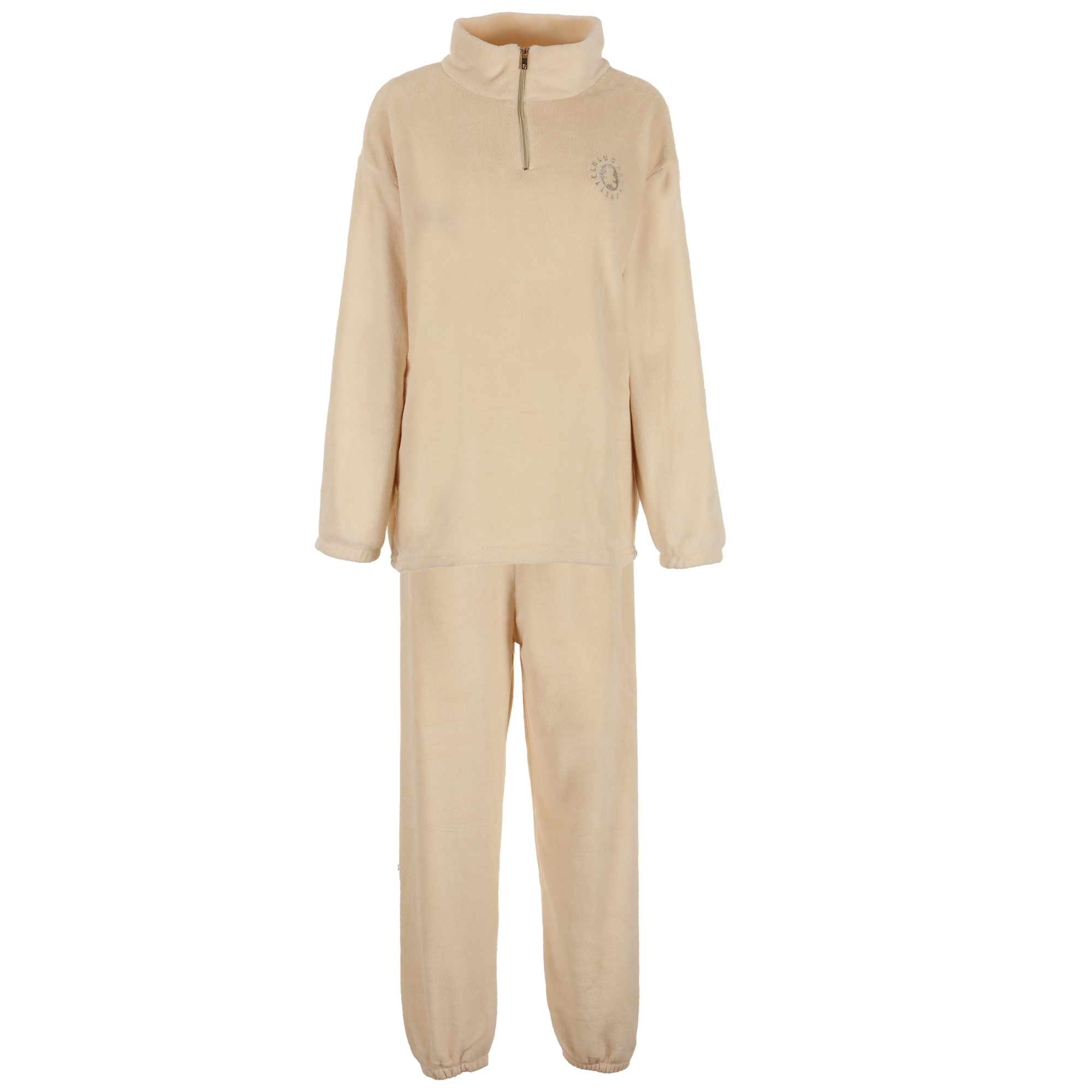 Pyjama long coral fleece - Beige