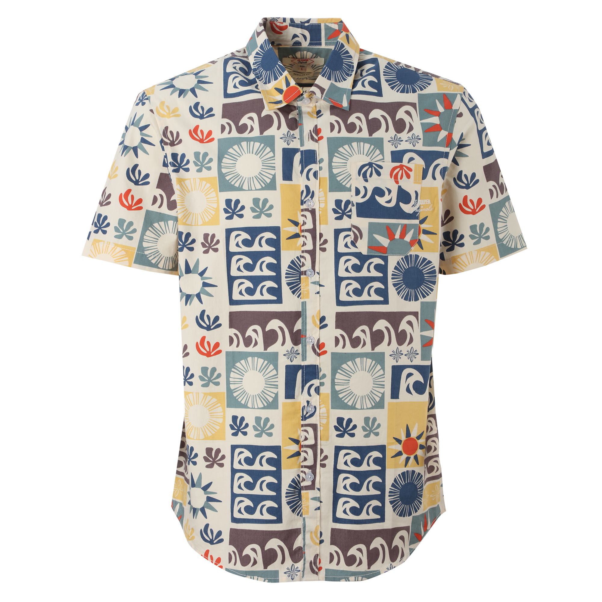 Chemise manche courte à motifs  - Jaune