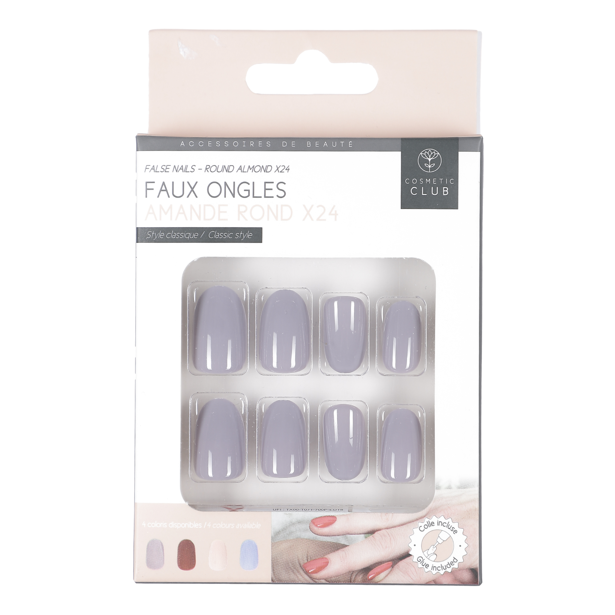 Kit de 24 faux ongles amande arrondi