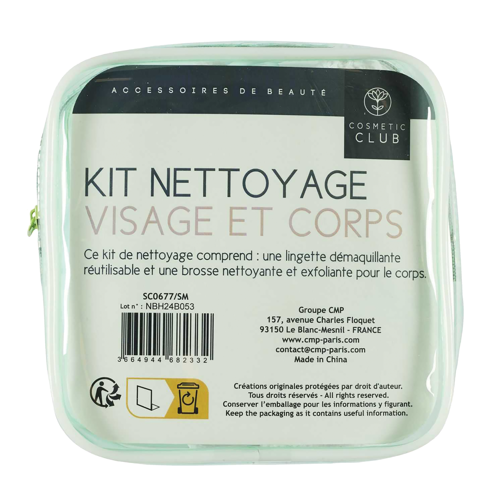 Eponge en silicone, gant à démaquiller et une trousse