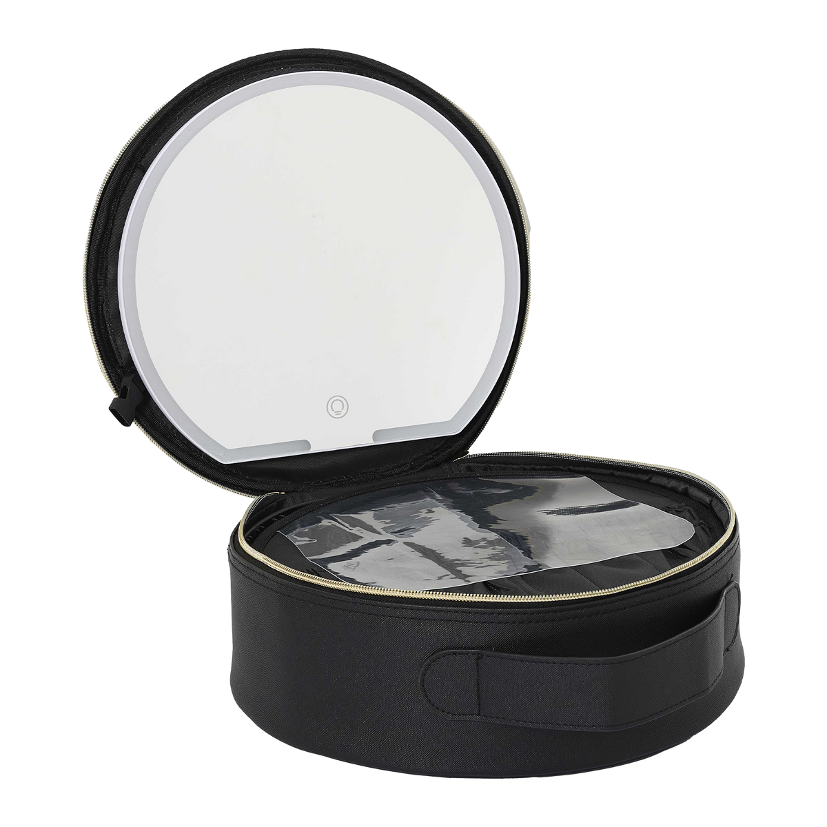 Vanity ronde et miroir LED intégré  - Noir