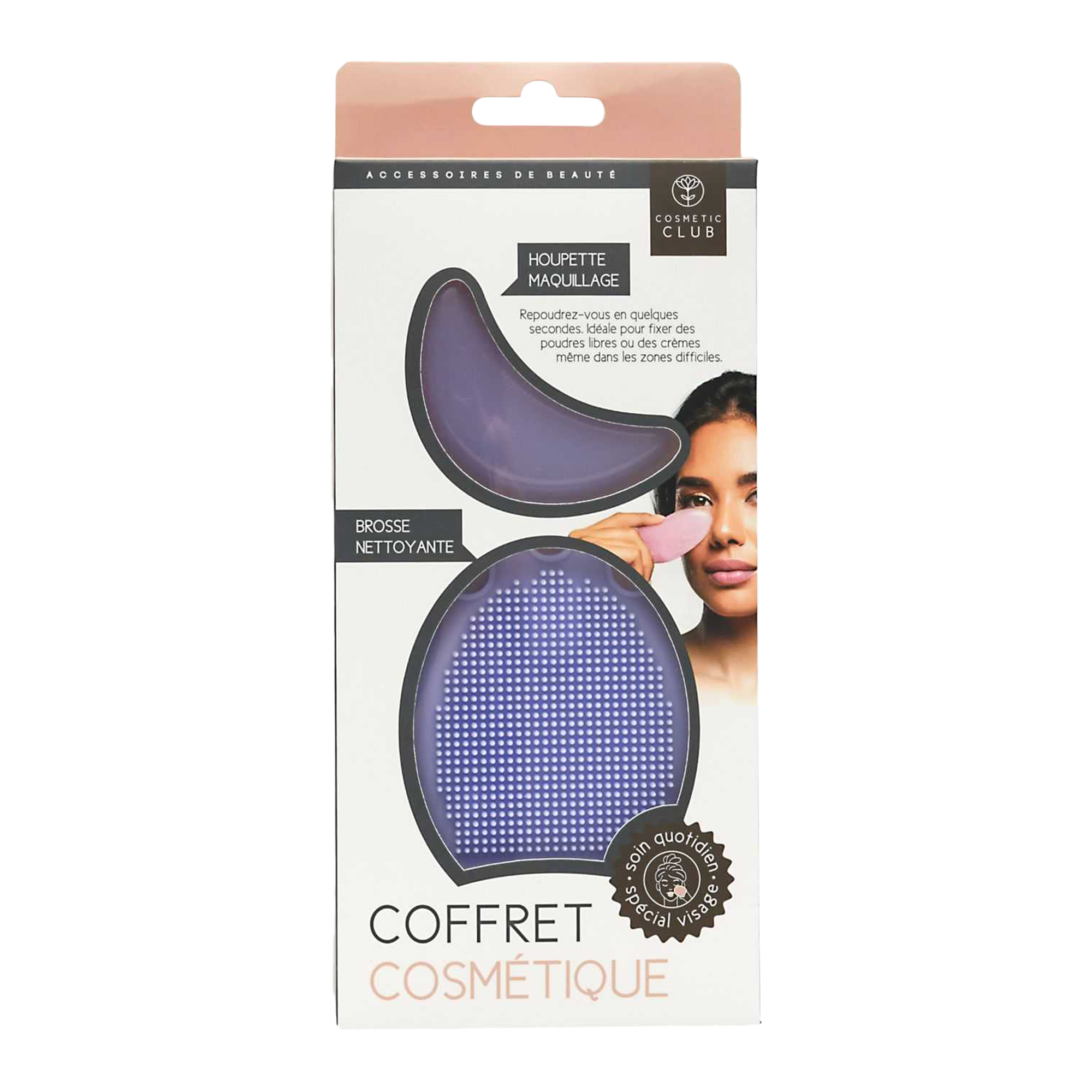 Kit visage : une houpette silicone et 1 une brosse nettoyante