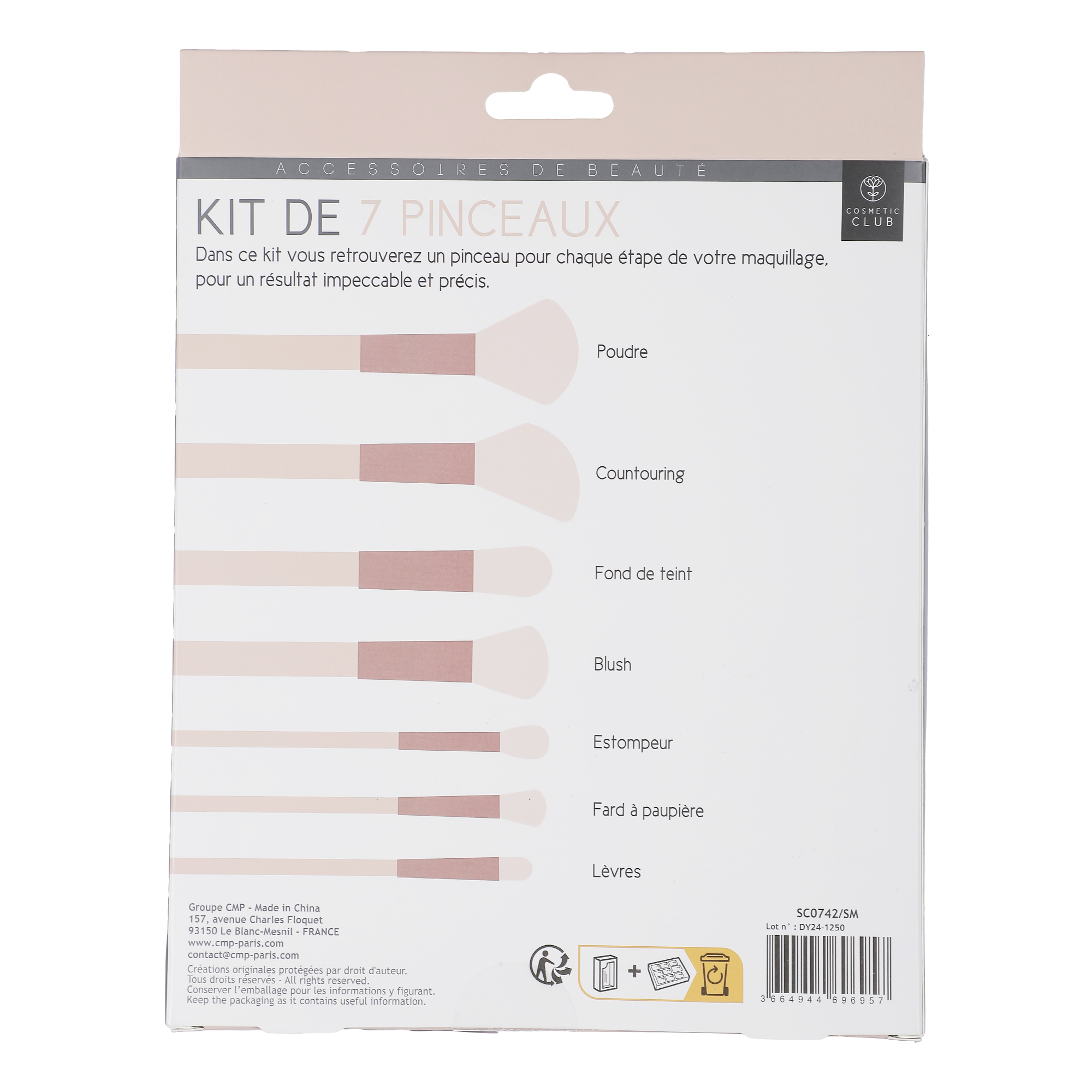 Coffret 7 pinceaux à maquillage