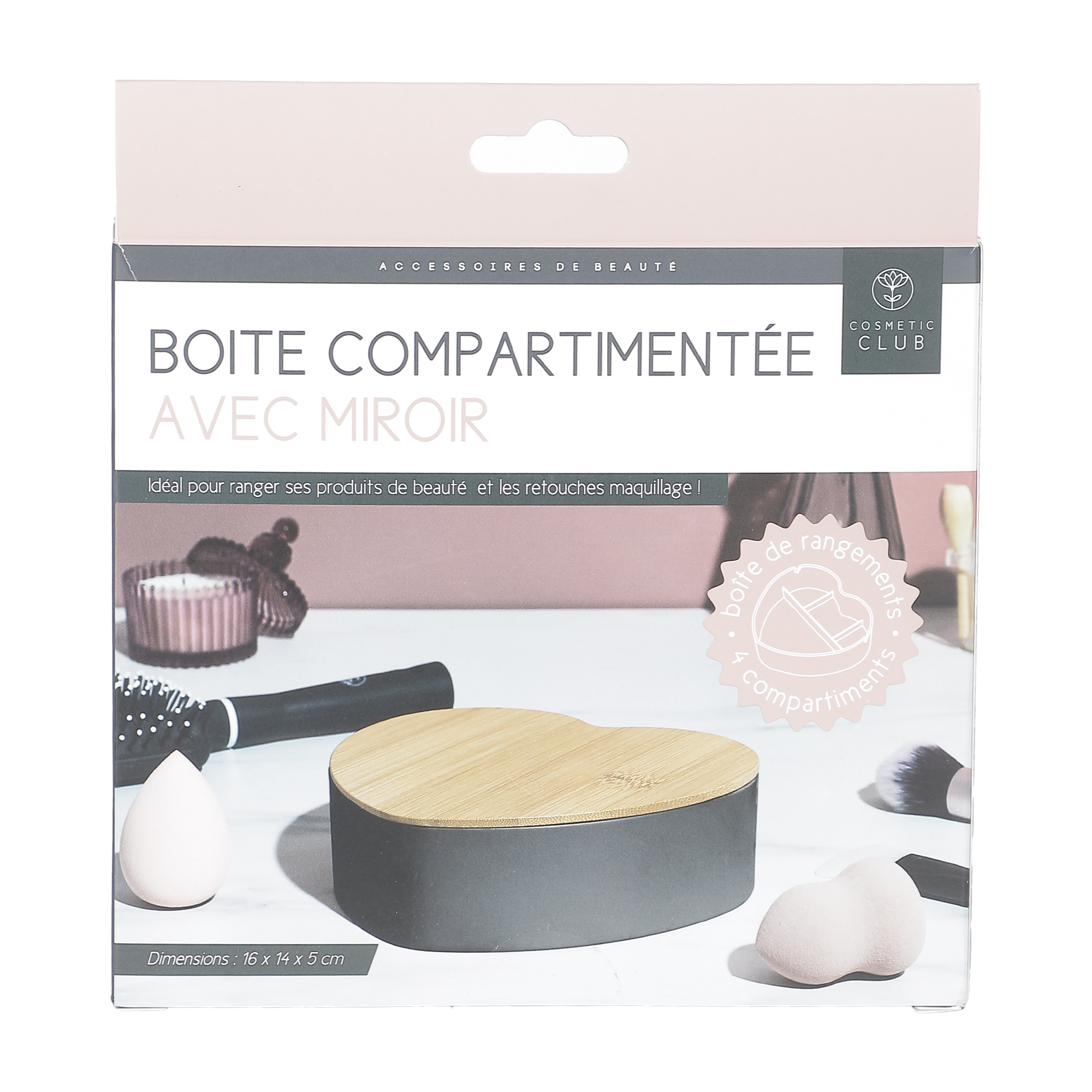 Boite compartimenté en forme de cœur avec 4 compartiments