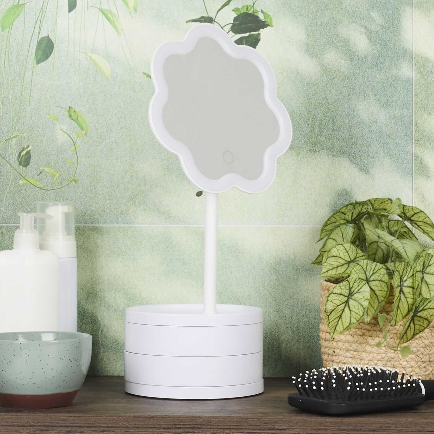 Miroir nuage LED avec rangement intégré