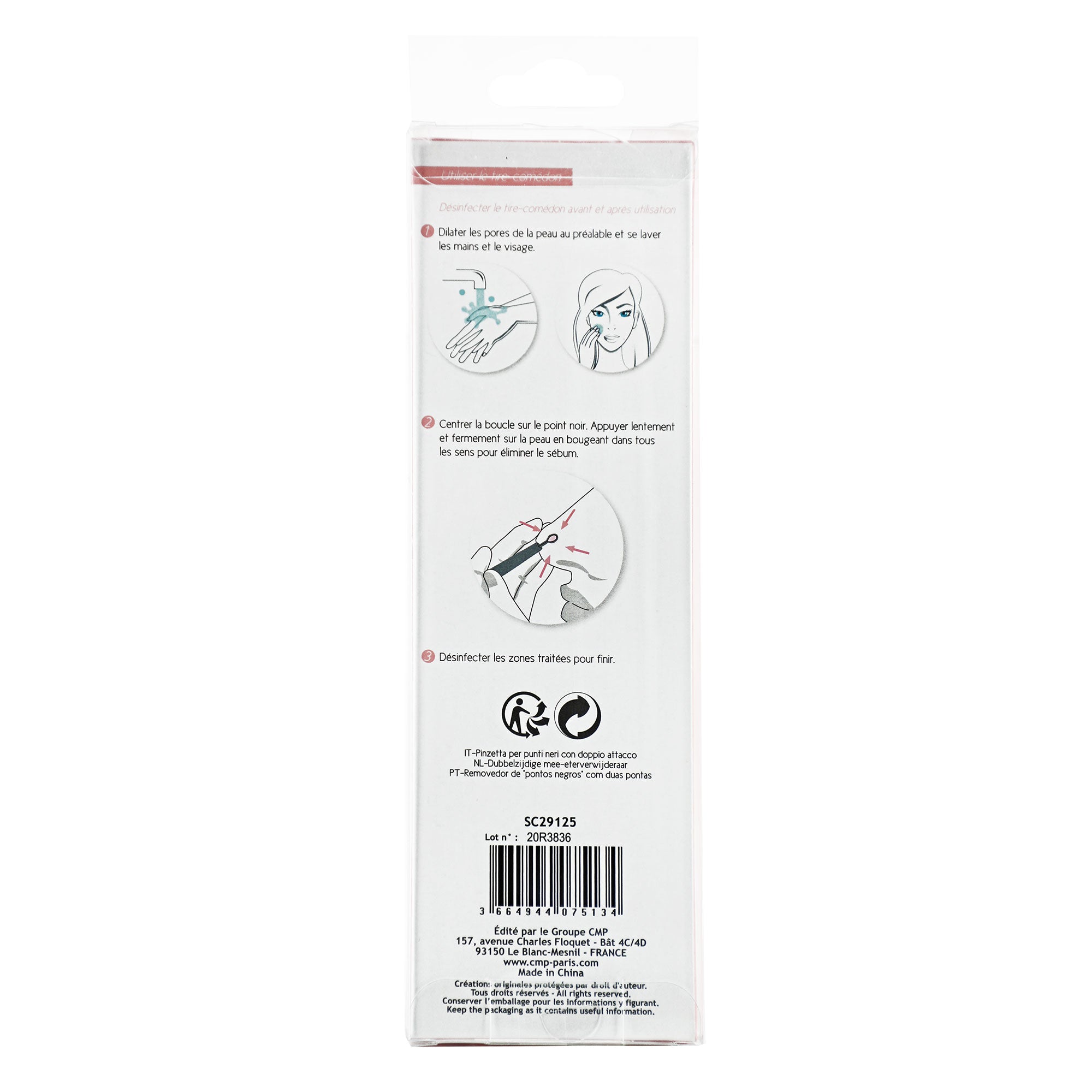 Tire comédon double embout