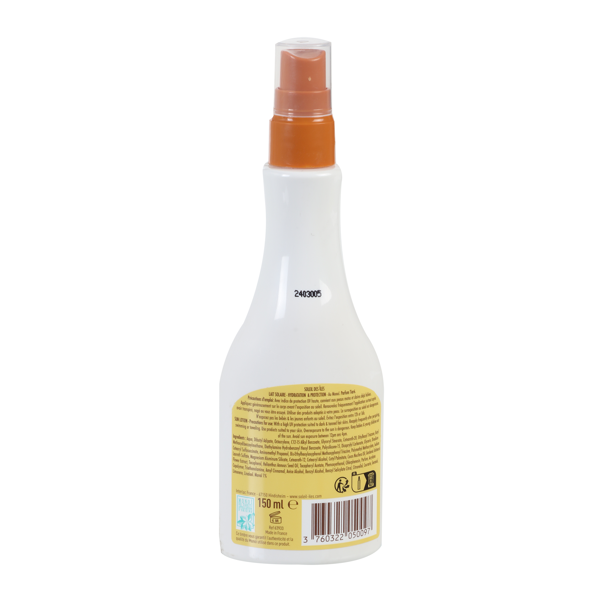 Lait solaire bronzage & protection au Monoï de Tahiti SPF30