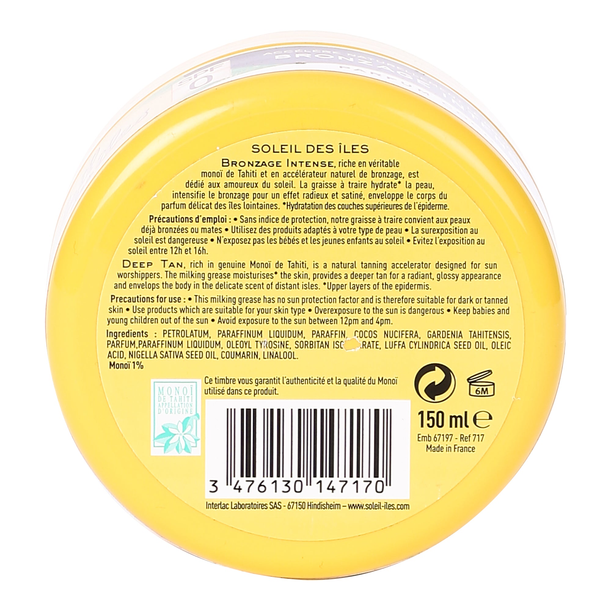 Graisse à traire bronzage intense coco SPF0