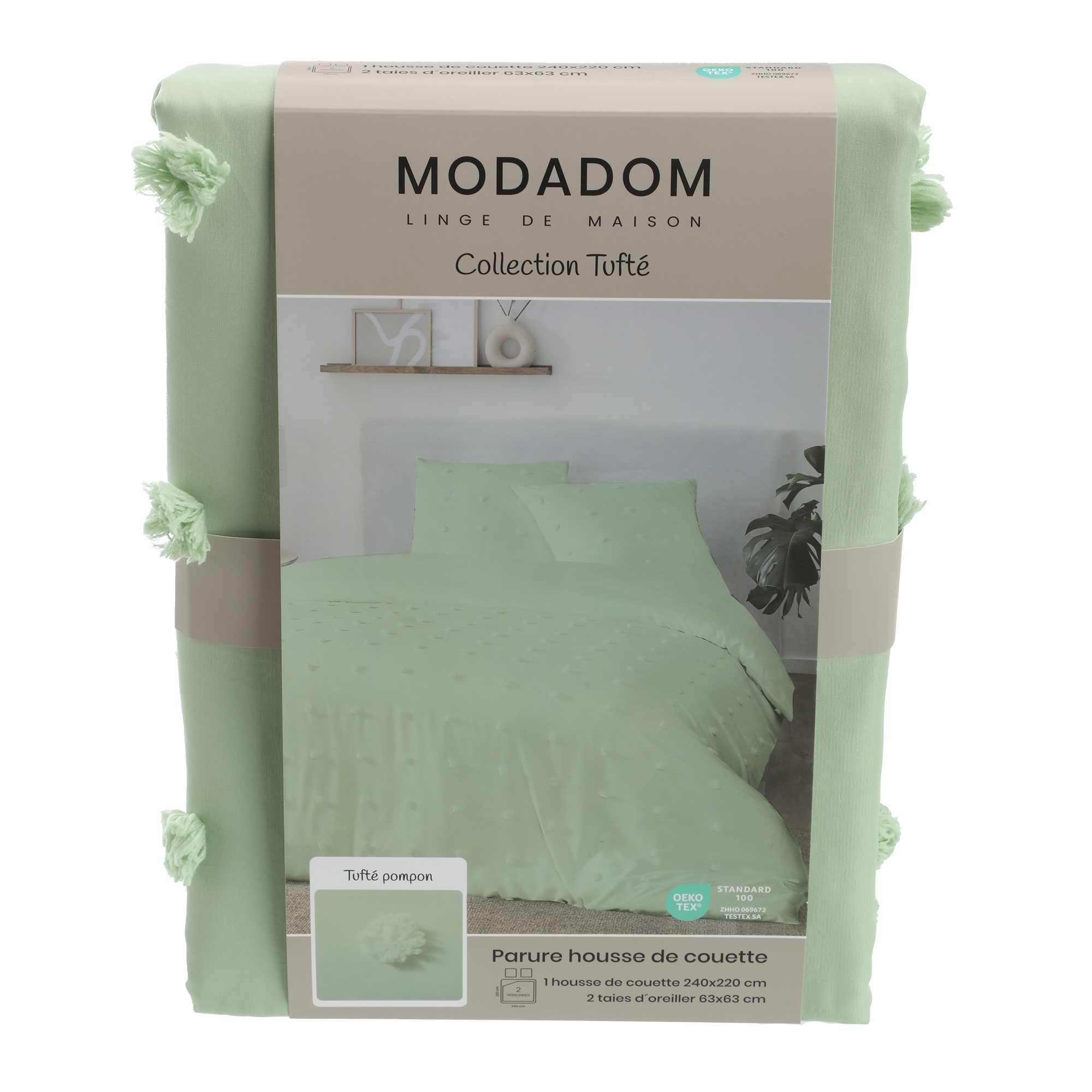 Parure housse de couette 260x240cm - Vert