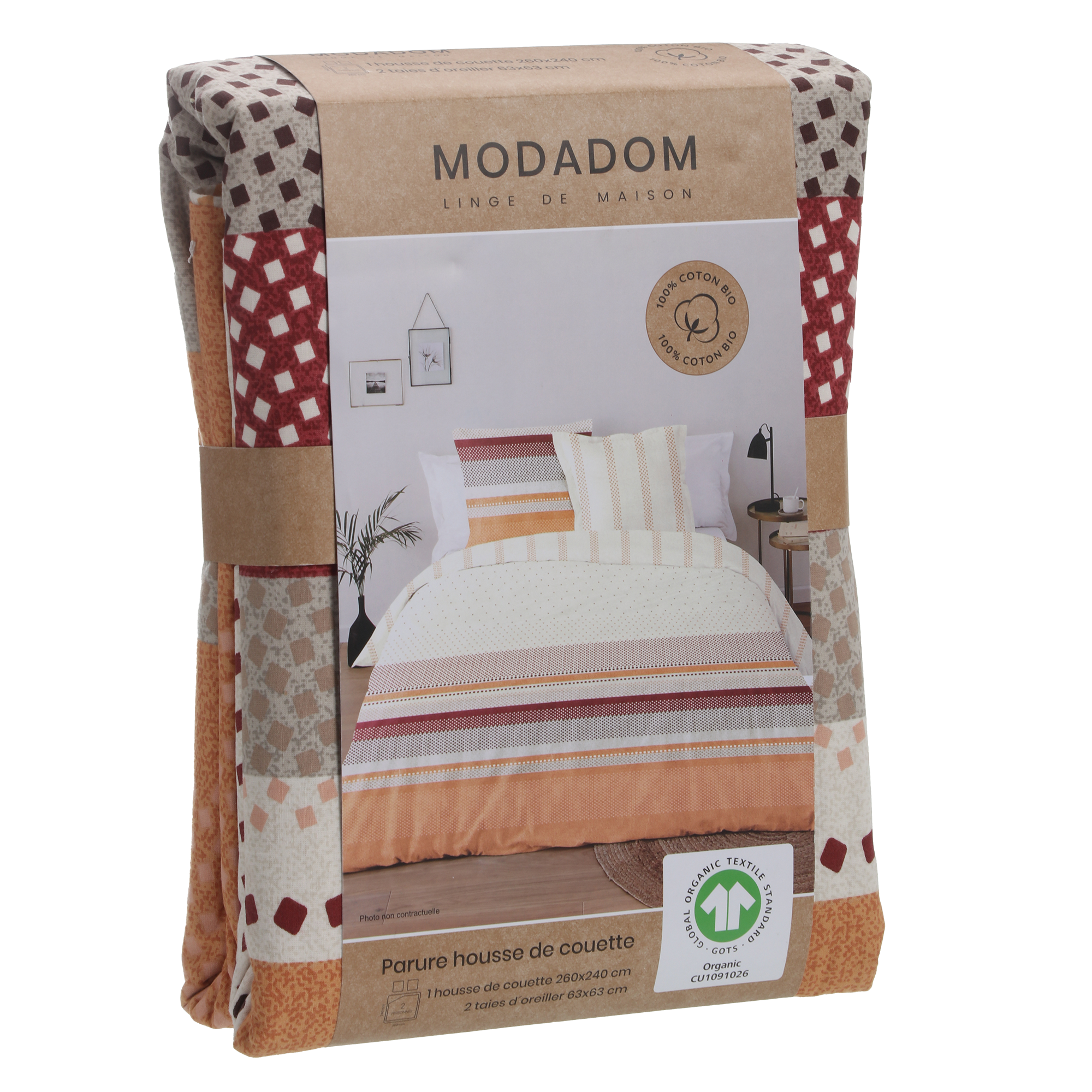 Parure housse de couette 260x240cm  - Orange