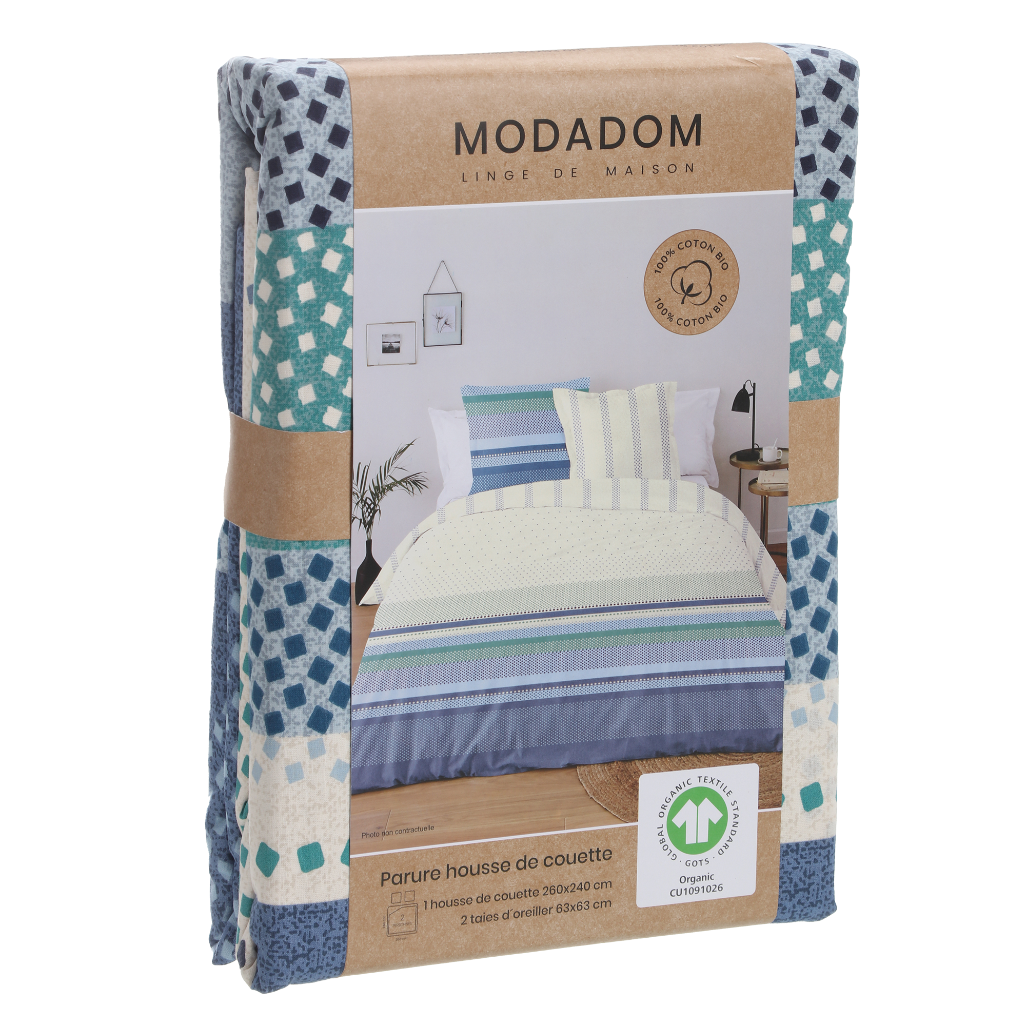 Parure housse de couette 260x240cm  - Vert