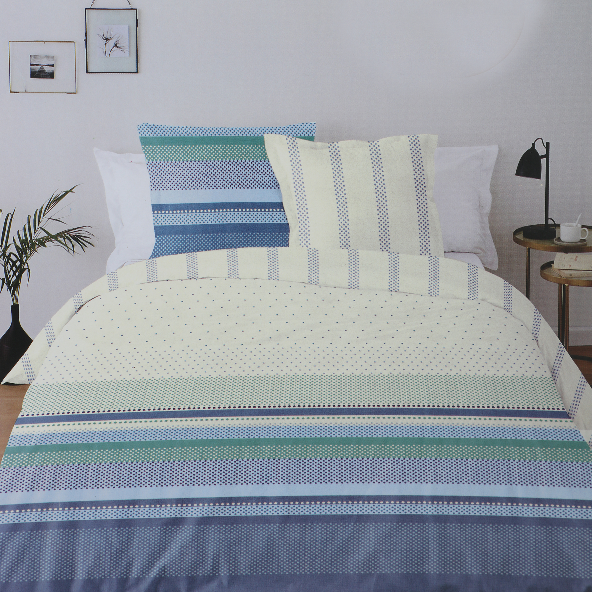 Parure housse de couette 260x240cm  - Bleu