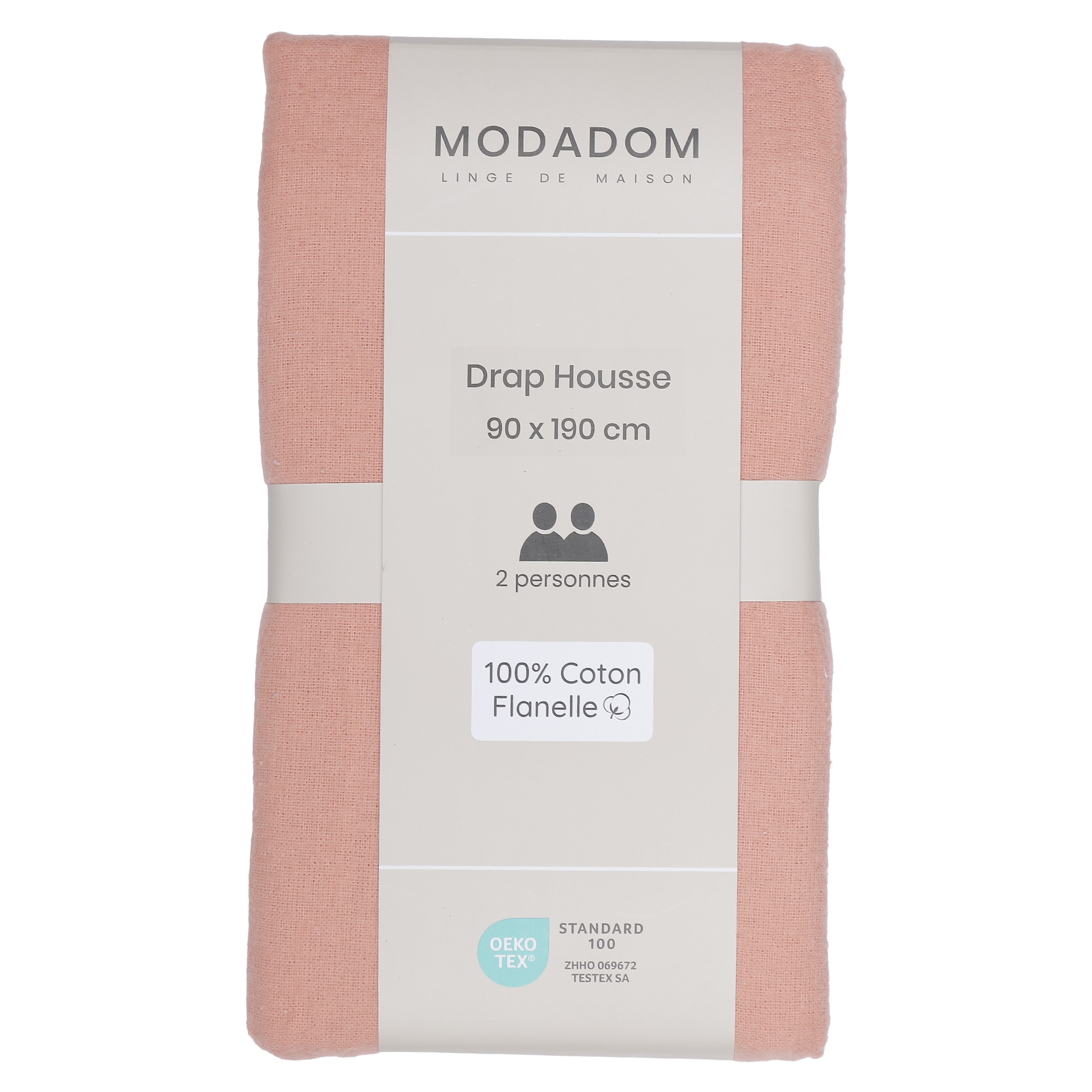 Drap housse 90x190cm 100% coton - Beige