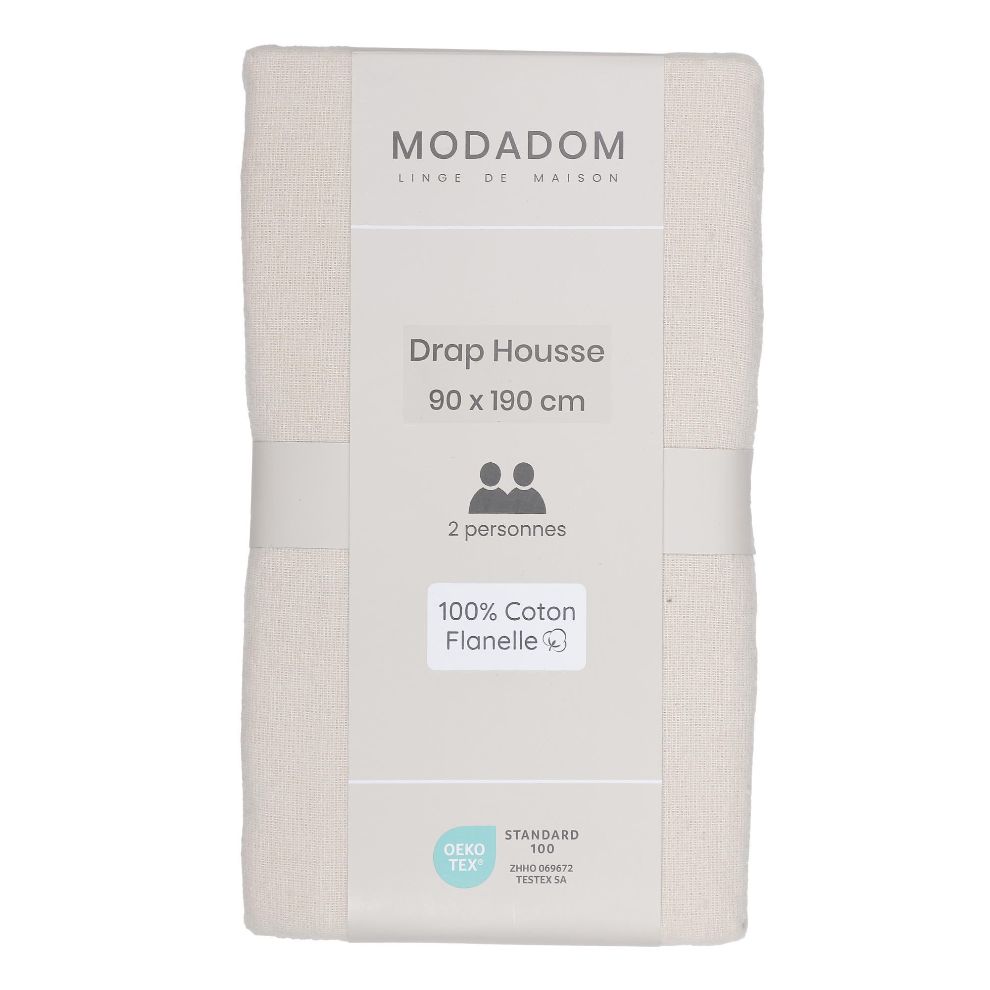 Drap housse 90x190cm 100% coton - Beige