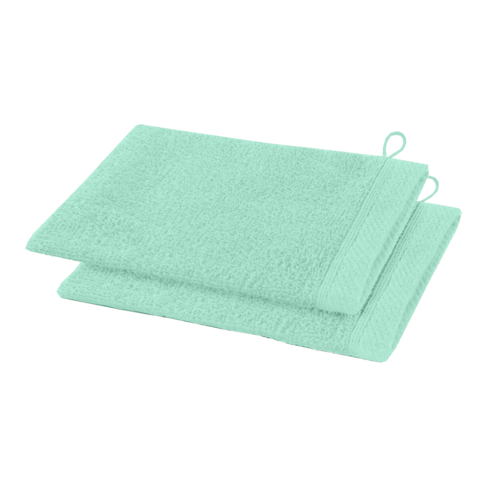 2 gants de toilette turquoise