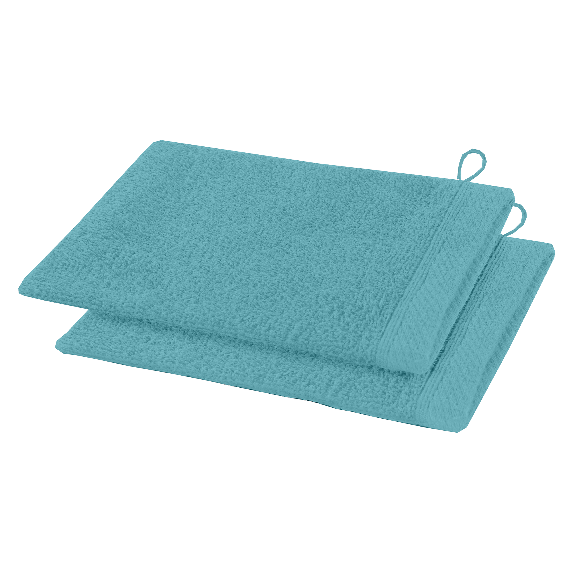 2 gants de toilette turquoise