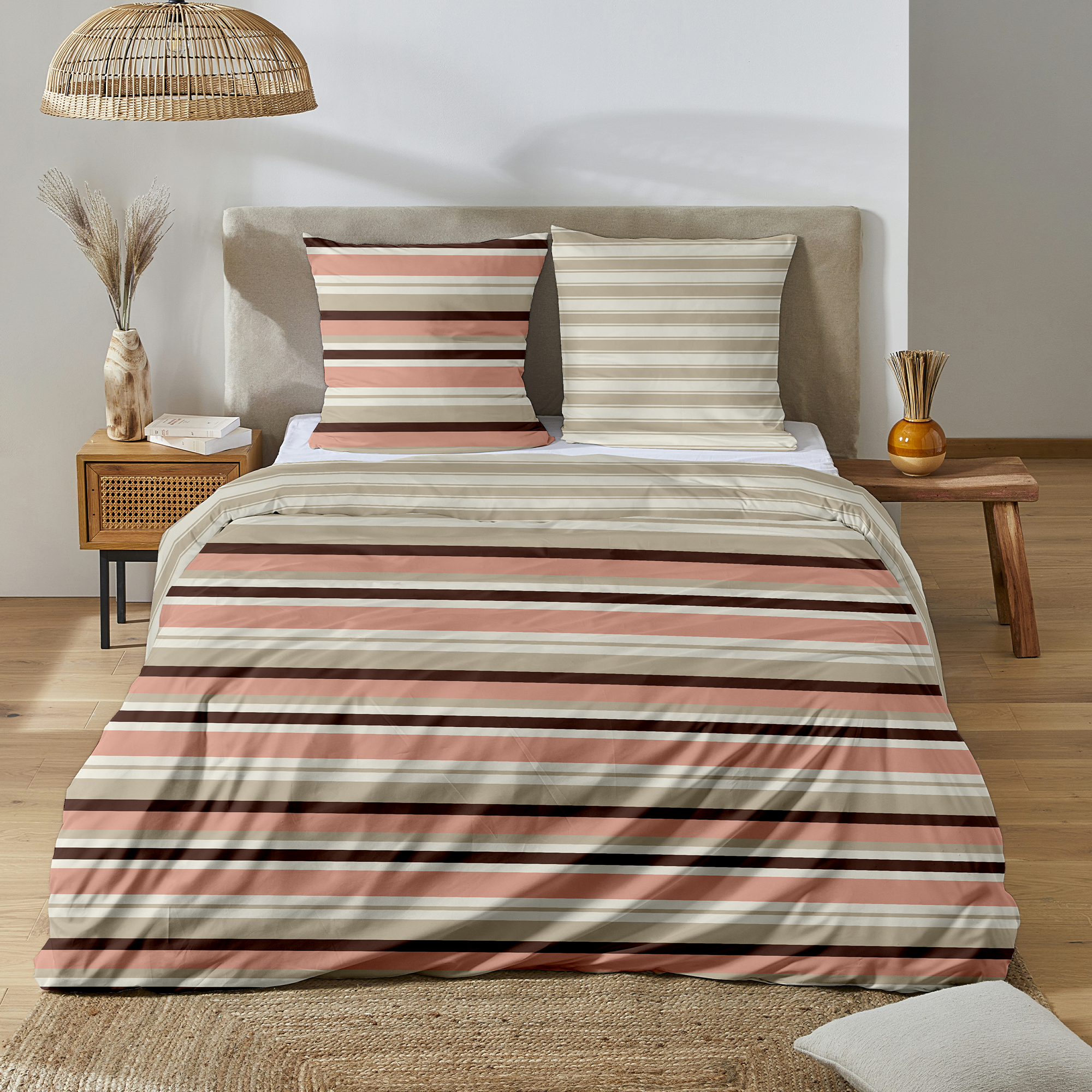 Parure housse de couette 260X240cm - Rose