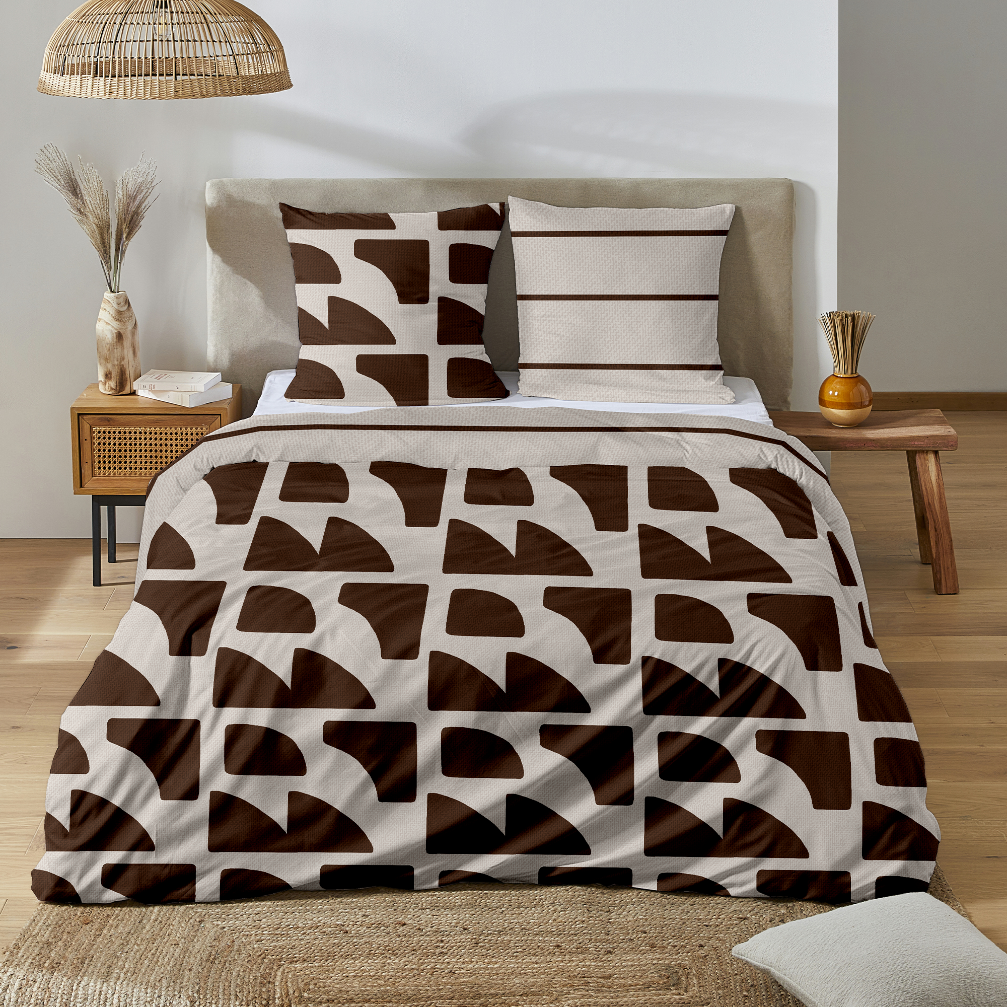 Parure housse de couette 260X240cm - Beige