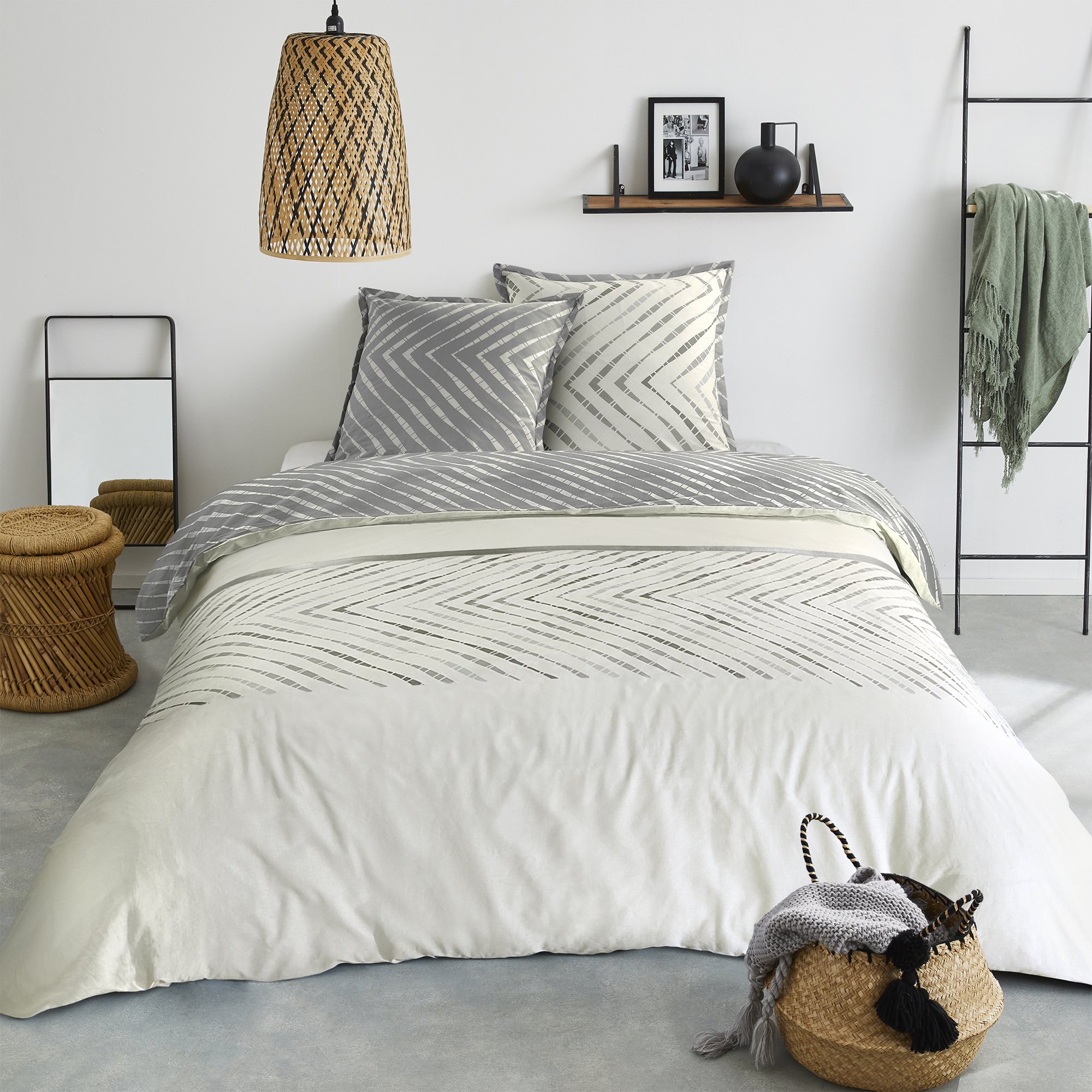Parure housse de couette 240x220cm  - Gris